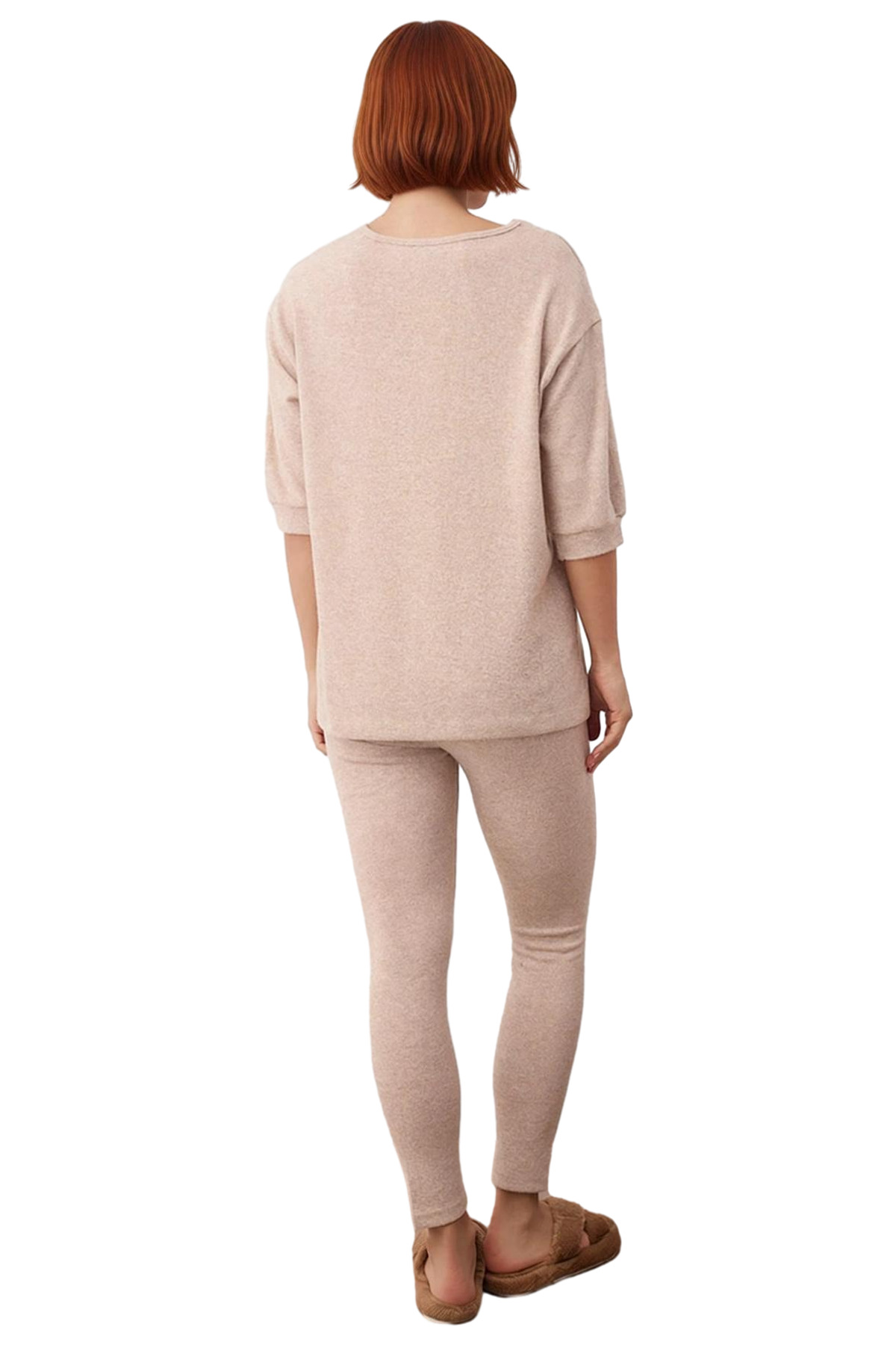 Kadın Yumoş V Yaka Uzun Kollu Pijama Takımı Fonksiyonel Dayanıklı Kaliteli Konforlu Modern