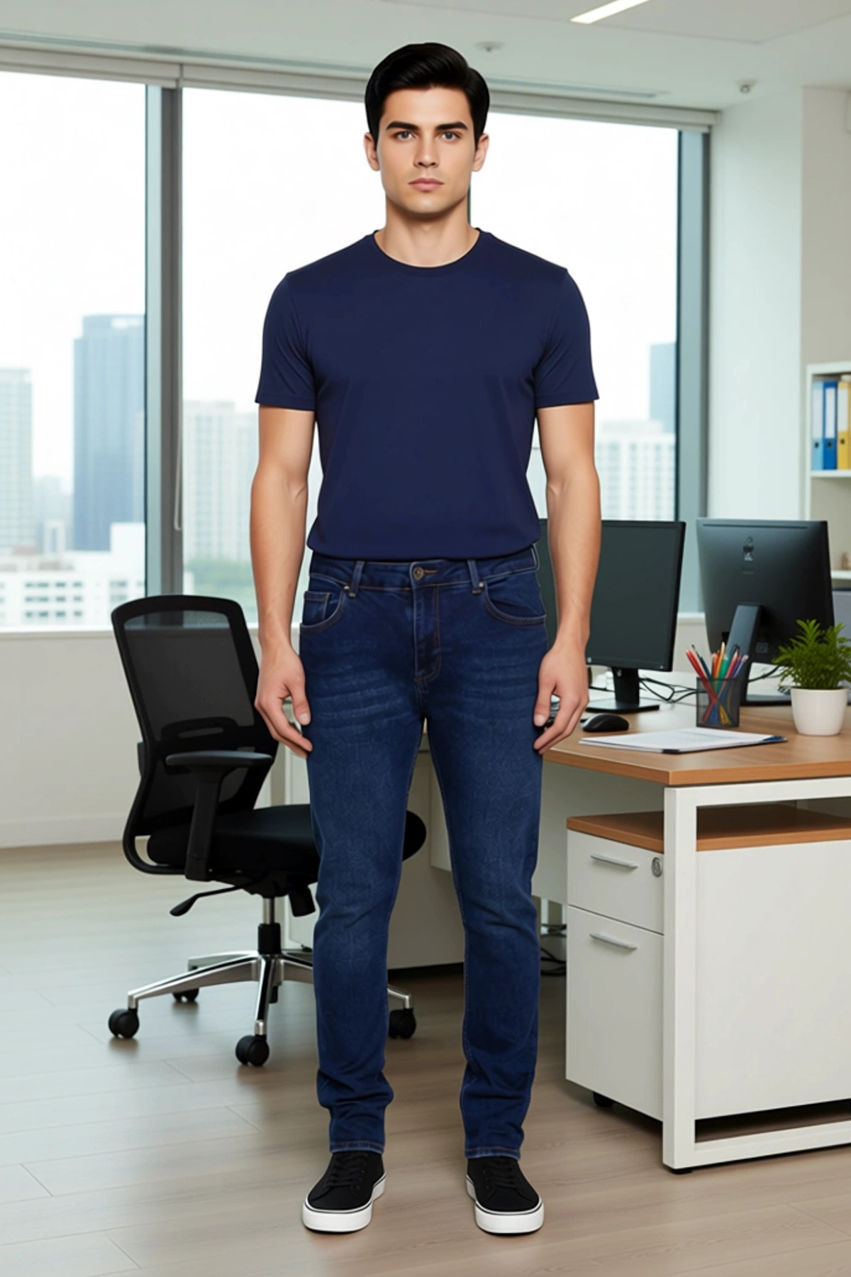 Erkek Moda Slim Fit Dar Kesim Denim Kot Pantolon Pamuk Casual Günlük Mevsimlik Kullanım