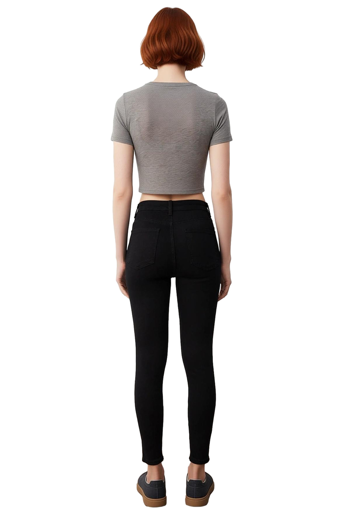 Kadın Moda Skinny Jean Yüksek Bel Dar Paça Solmayan Günlük Kombinler Mevsimlik Kullanım