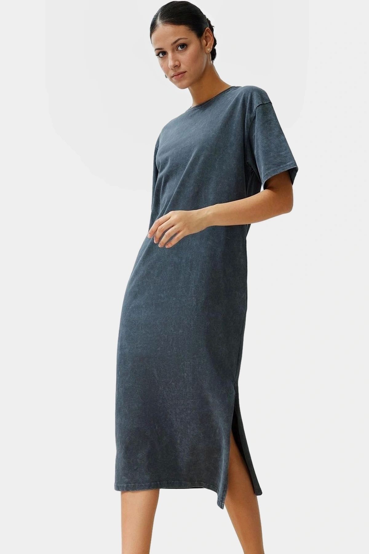 Kadın Midi Boy T shirt Elbise Pamuk Rahat Kesim Günlük Kullanım Yaz Aylarının Vazgeçilmezi