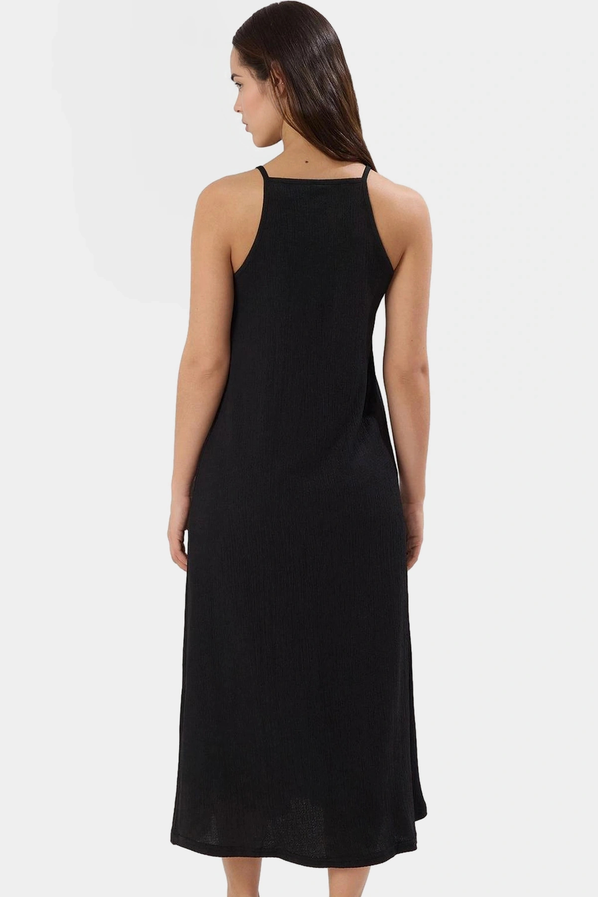 Kadın Midi Halter Yaka Örme Elbise Modern Rahat Günlük Stil Hafta Sonu Yaz Aylarının Vazgeçilmezi