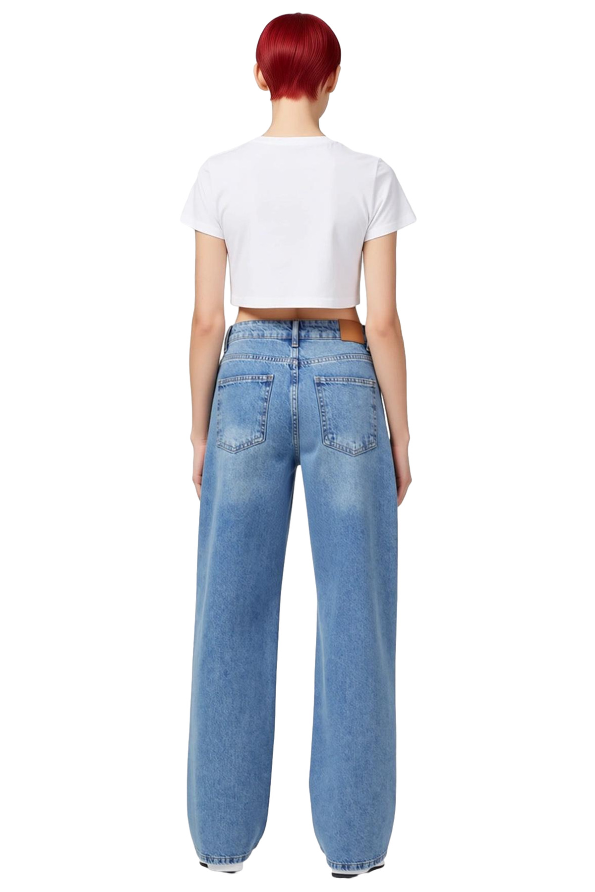 Kadın Açık Wide Leg Denim Pantolon Yüksek Bel Rahat Kesim Fonksiyonel Dayanıklı Kaliteli Şık