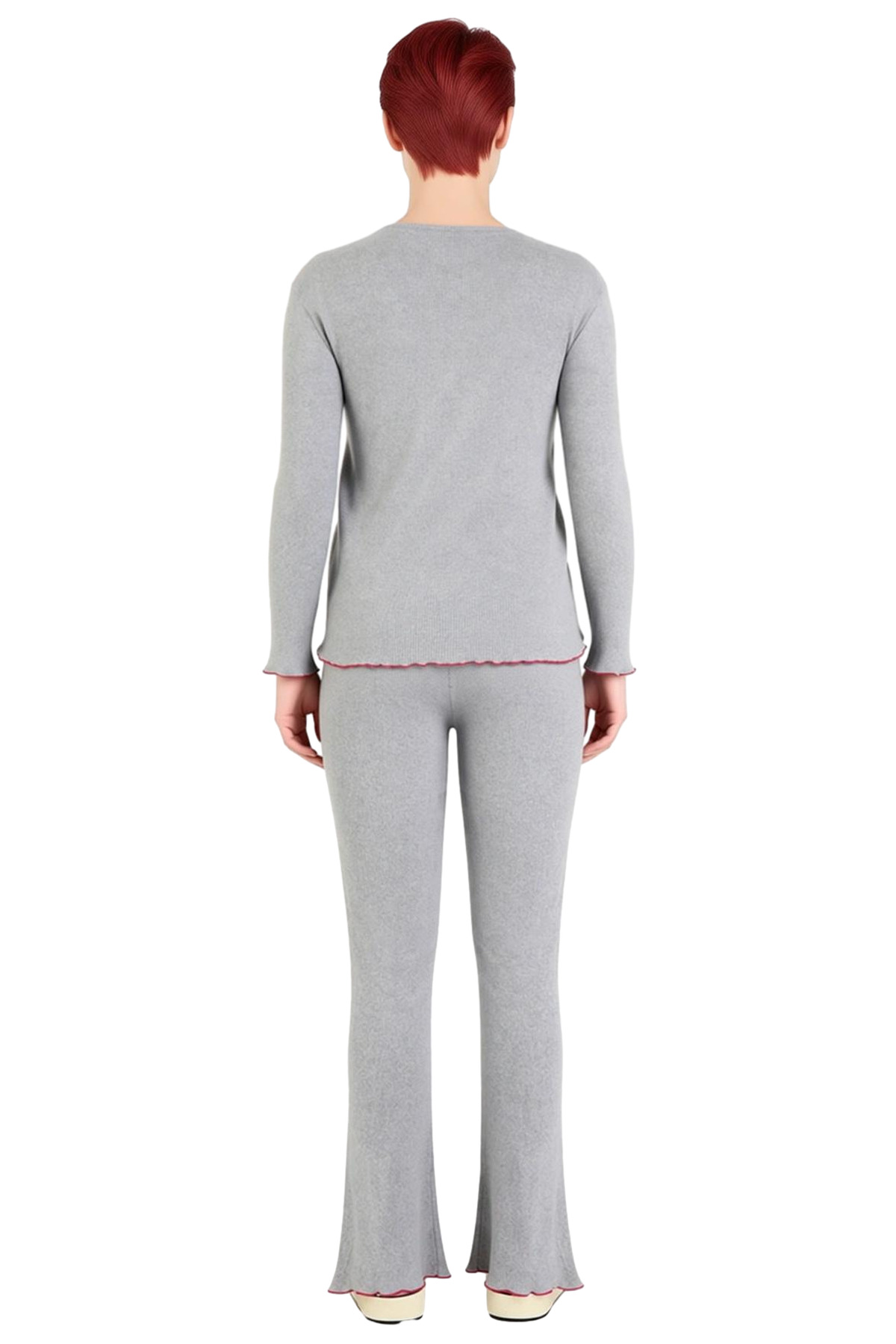 Kadın Nakışlı Bisiklet Yaka Uzun Kollu Pijama Takımı Fonksiyonel Dayanıklı Kaliteli Modern