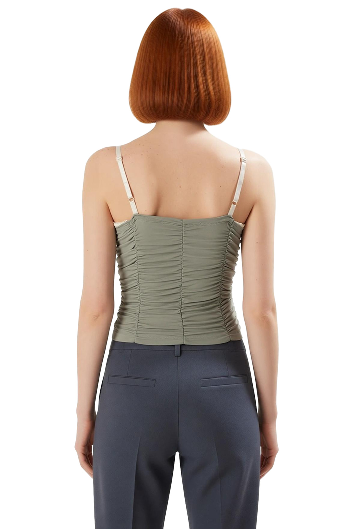 Yazlık Poliamid Crop Bluz İnce Askılı Fitted Kalıp Özenle Seçilmiş Modern Stil