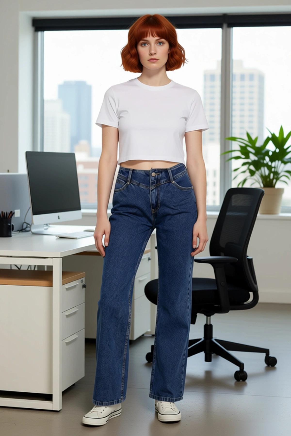 Kadın Moda Yüksek Bel Geniş Paça Denim Jean Pamuk Günlük Kombinler Hafta Sonu Dayanıklı Malzeme