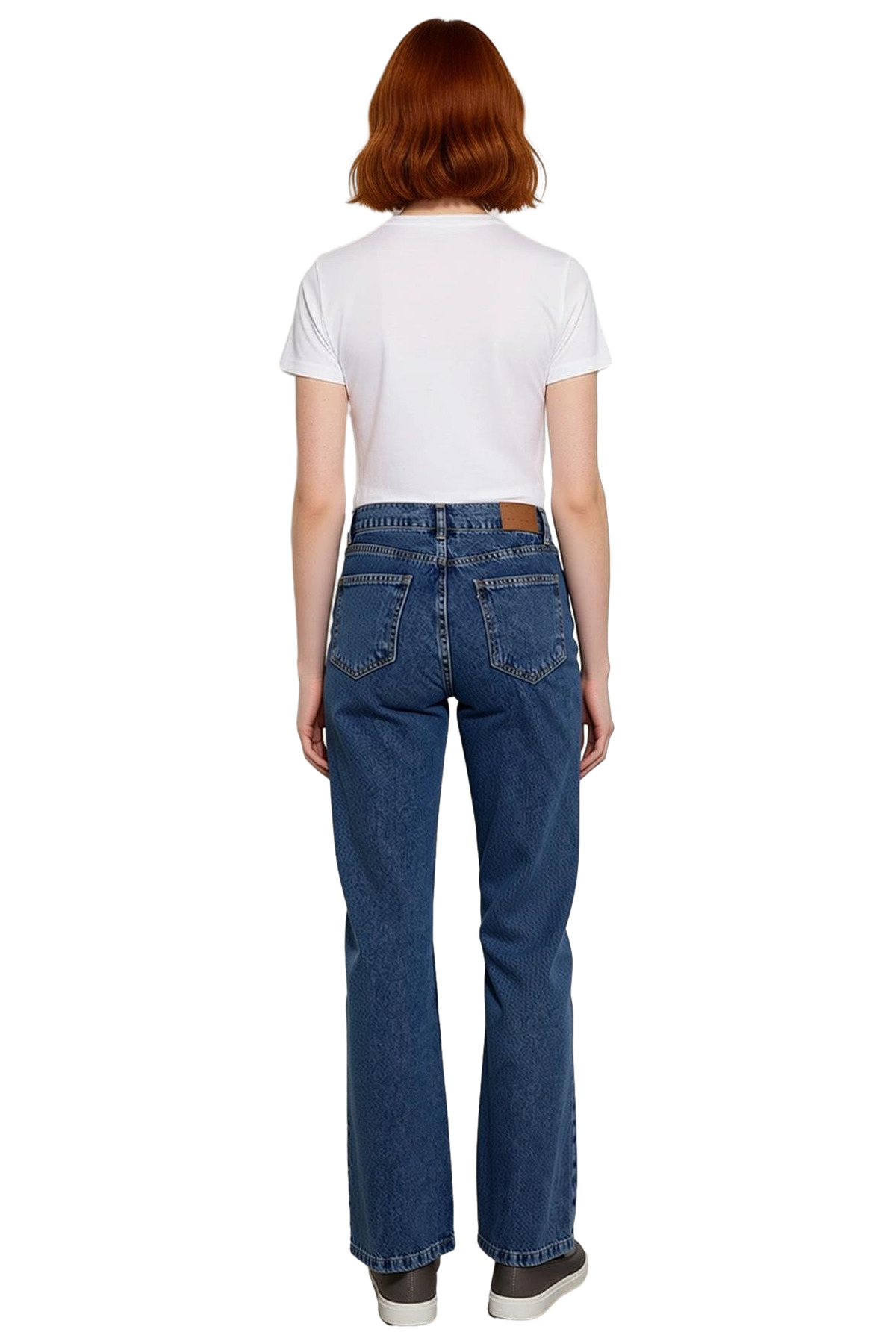 Kadın Moda Yüksek Bel Geniş Paça Denim Jean Pamuk Günlük Kombinler Hafta Sonu Dayanıklı Malzeme