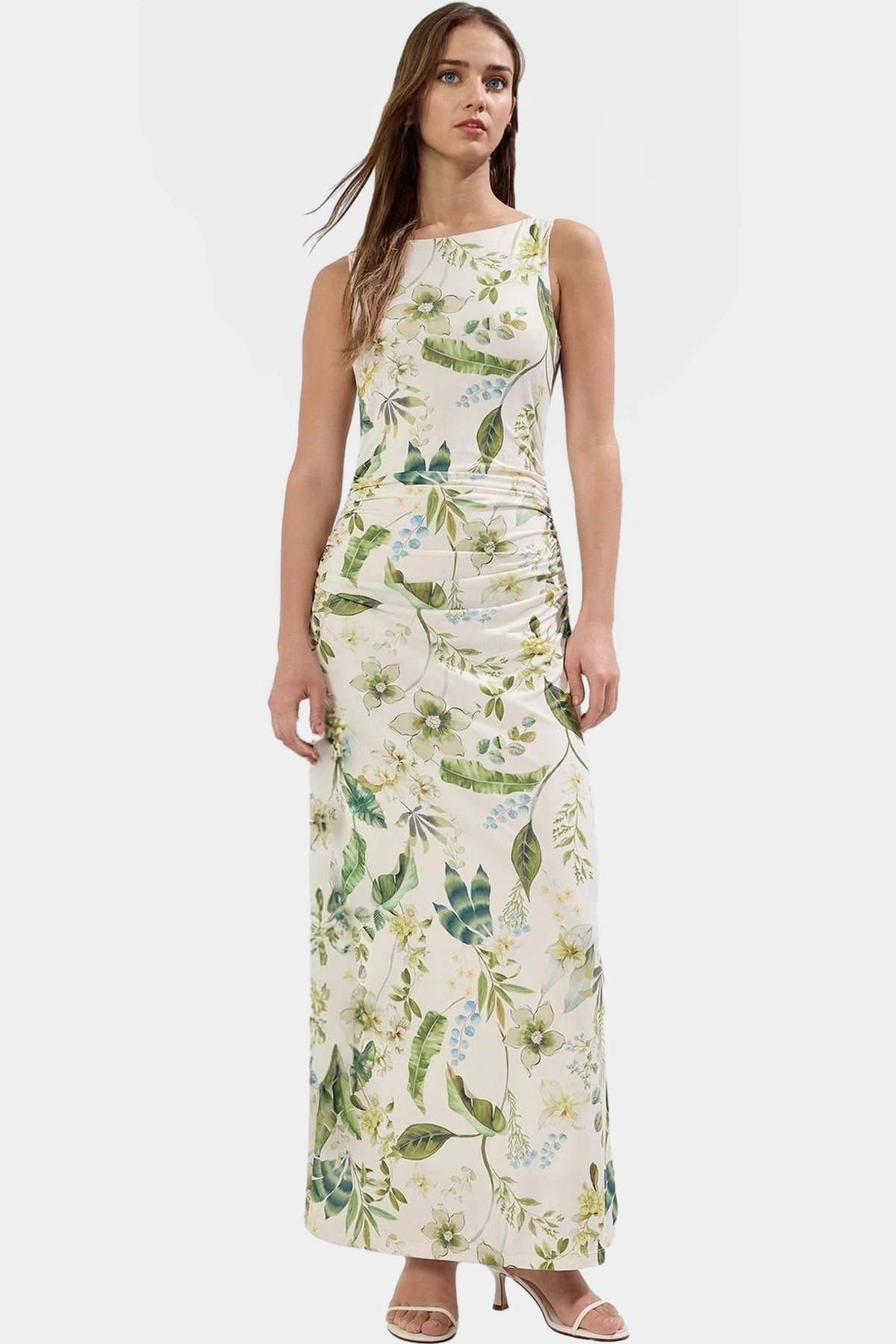 Kadın Bodycon Maxi Elbise Çiçekli Desen Örme Kumaş Yaz Aylarının Vazgeçilmezi Günlük Kullanım