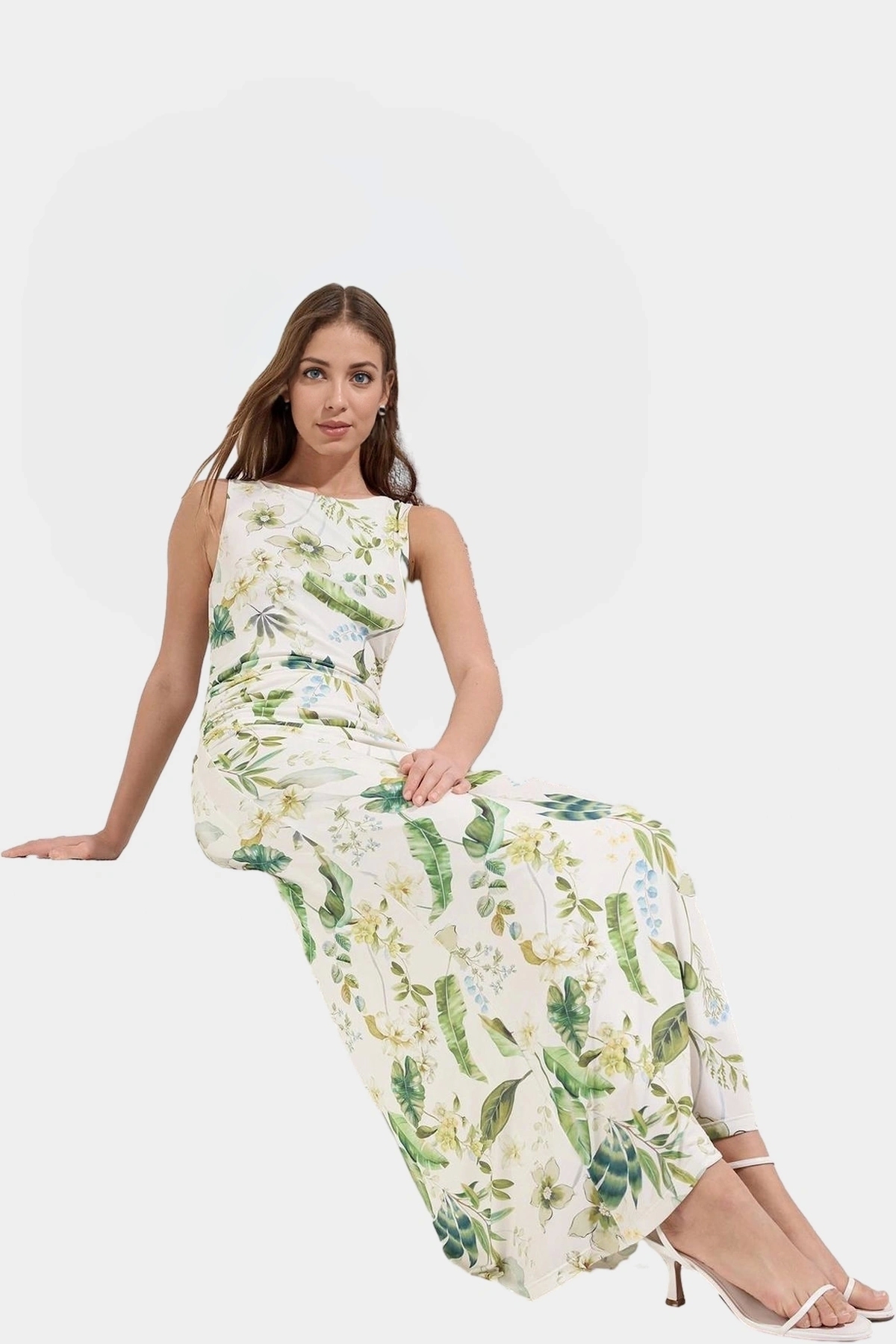 Kadın Bodycon Maxi Elbise Çiçekli Desen Örme Kumaş Yaz Aylarının Vazgeçilmezi Günlük Kullanım
