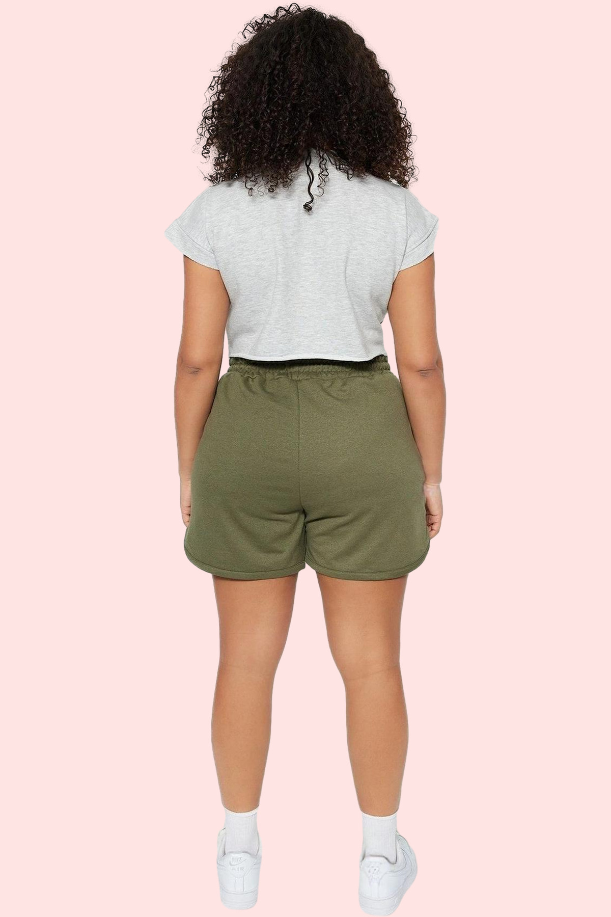 Kadın Moda Düz Desen Straight Kalıp Örme Şort Pamuklu Günlük Kullanım Yazlık Şort