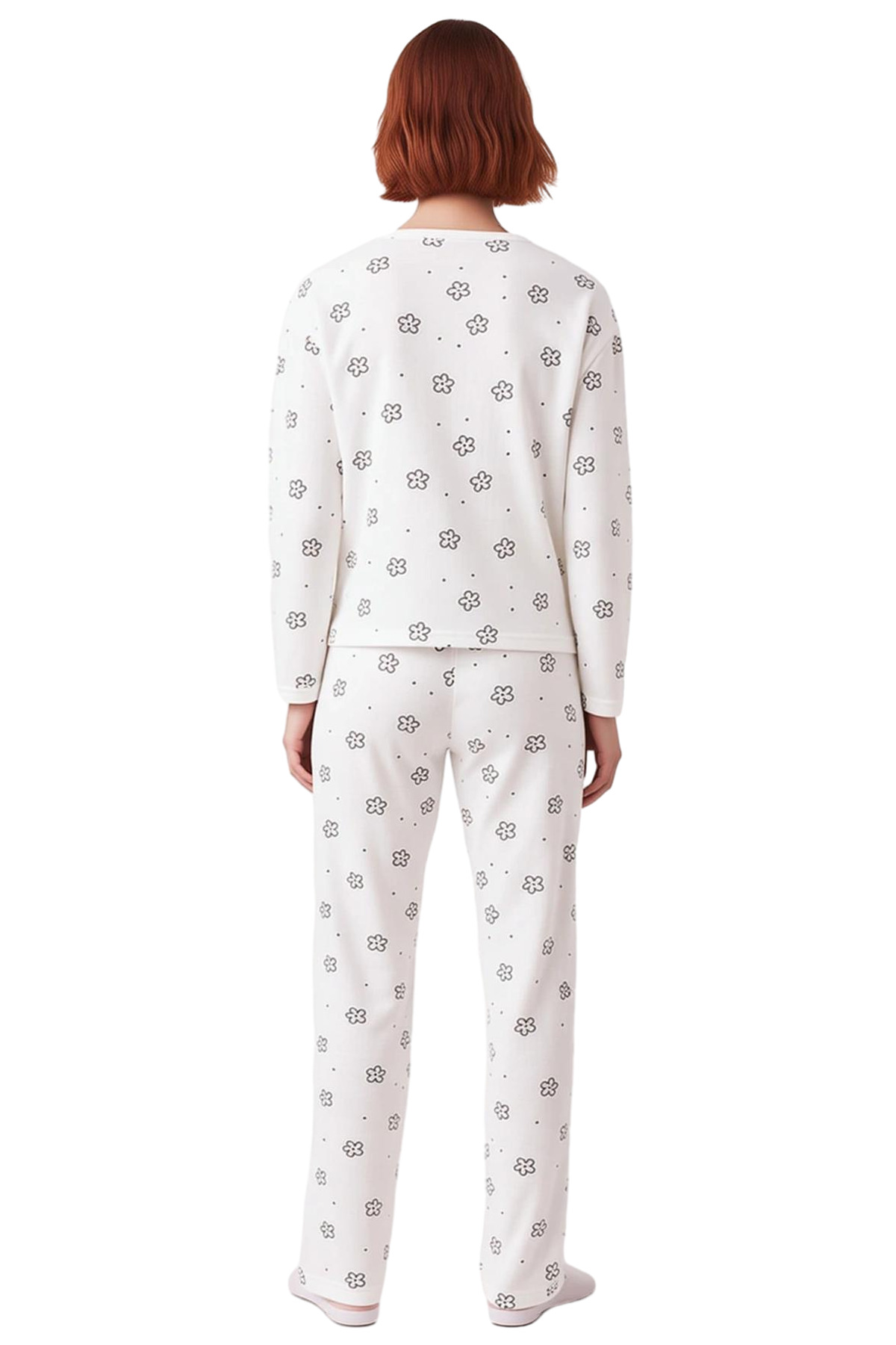 Çiçek Desenli Gömlek Yaka Pijama Takımı Kadın Fonksiyonel Dayanıklı Kaliteli Konforlu Spor