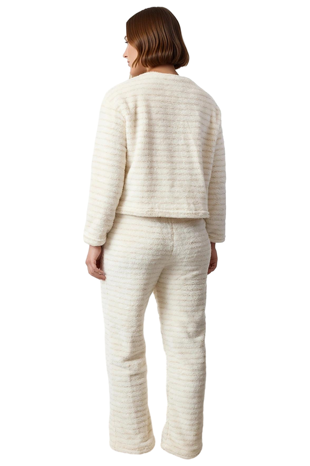 Kadın Kışlık Wellsoft Pijama Takımı Çizgili Lüks Örme Günlük Kullanım İçin Profesyonel Görünüm