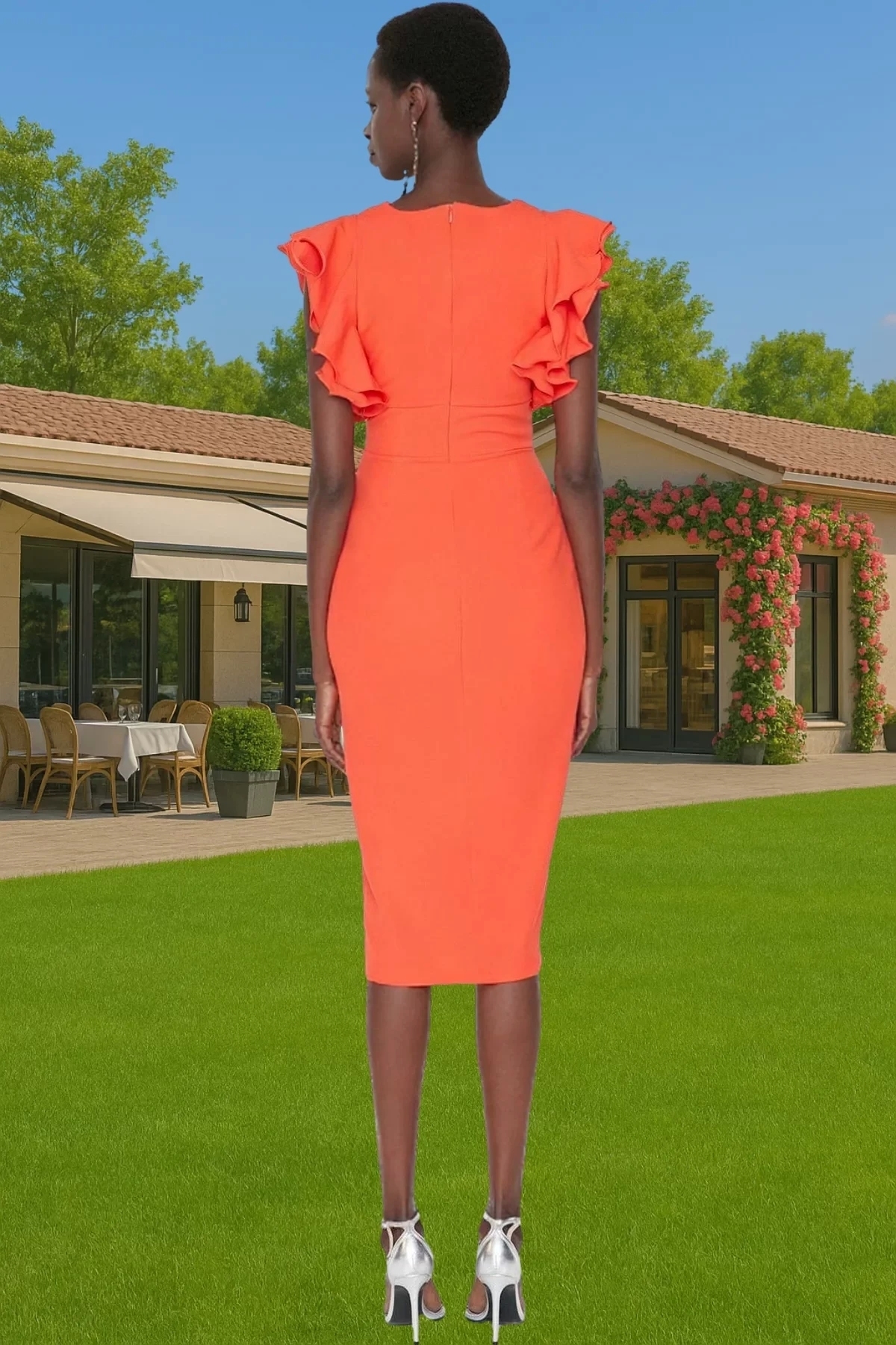 Kadın Finike Dokuma Abiye Elbise V Yaka Kısa Kollu Bodycon Kalıp Yaz Aylarının Vazgeçilmezi