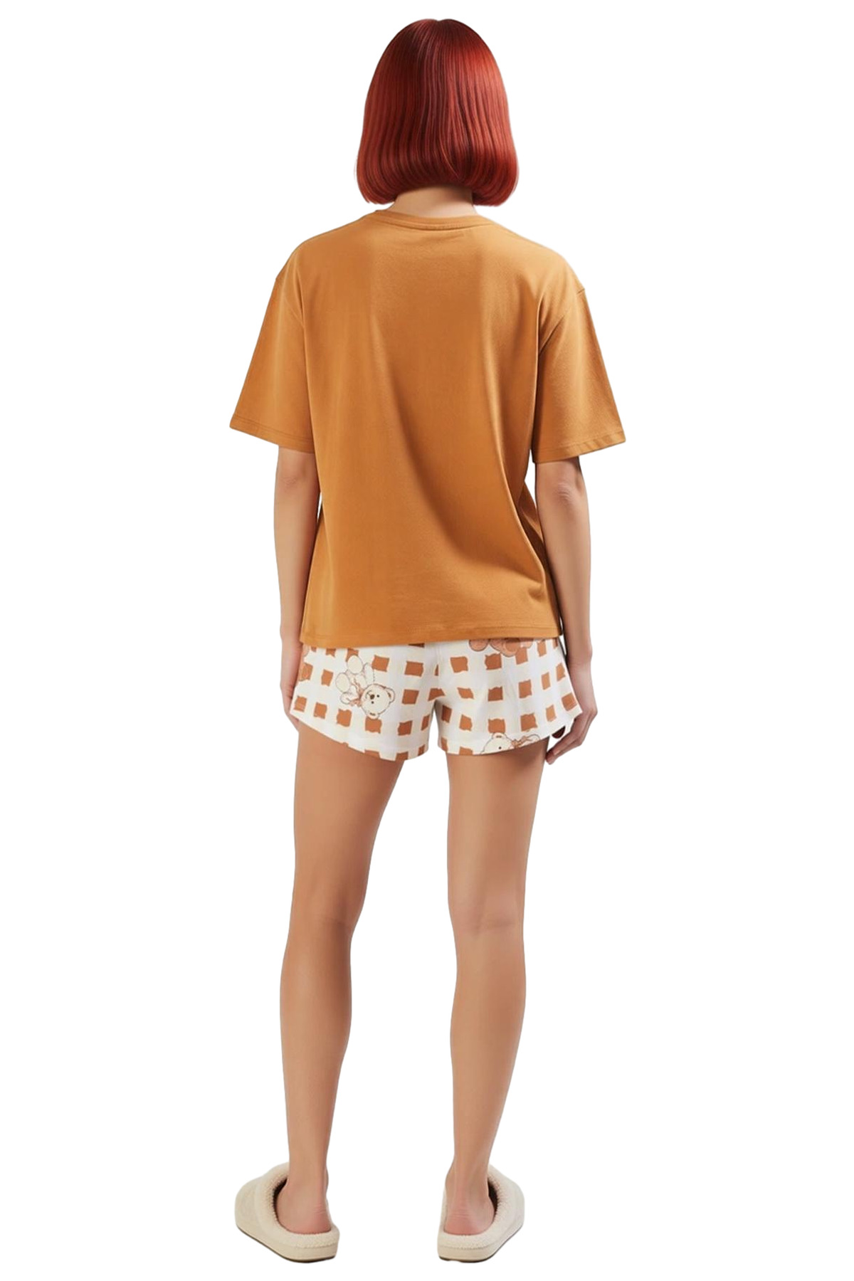 Kadın Ayıcıklı Pamuklu Pijama Takımı Rahat Ev Giyim Seti Yazlık Özenle Seçilmiş Seçkin Malzeme