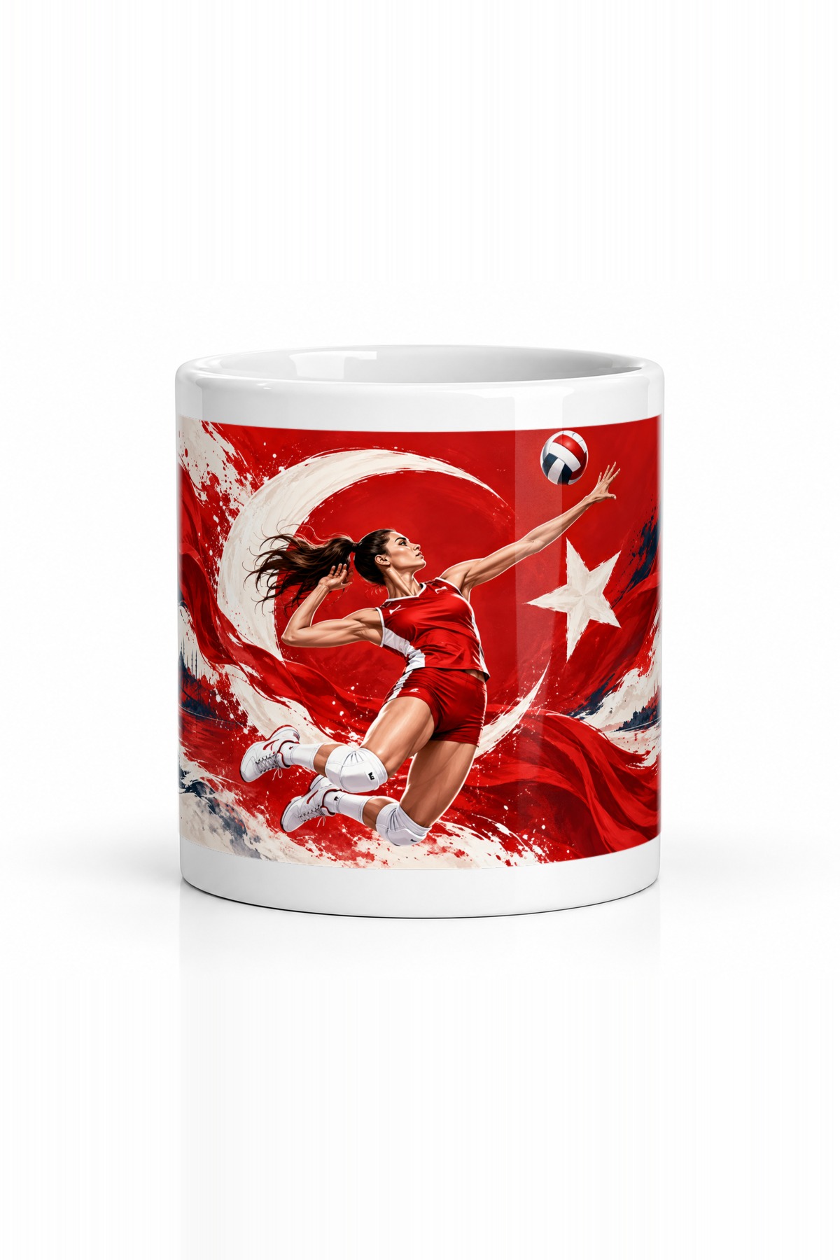 Seramik Kupa Türkiye Voleybol Baskılı 300 ml Hediyelik Ofis Kahve Çay Kupası Özel Tasarım