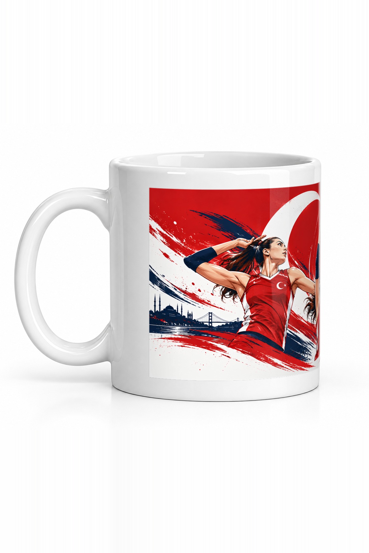 Seramik Kupa Türkiye Voleybol Baskılı 300 ml Hediyelik Kahve Çay Kupası Özel Tasarım Kahve Kupası