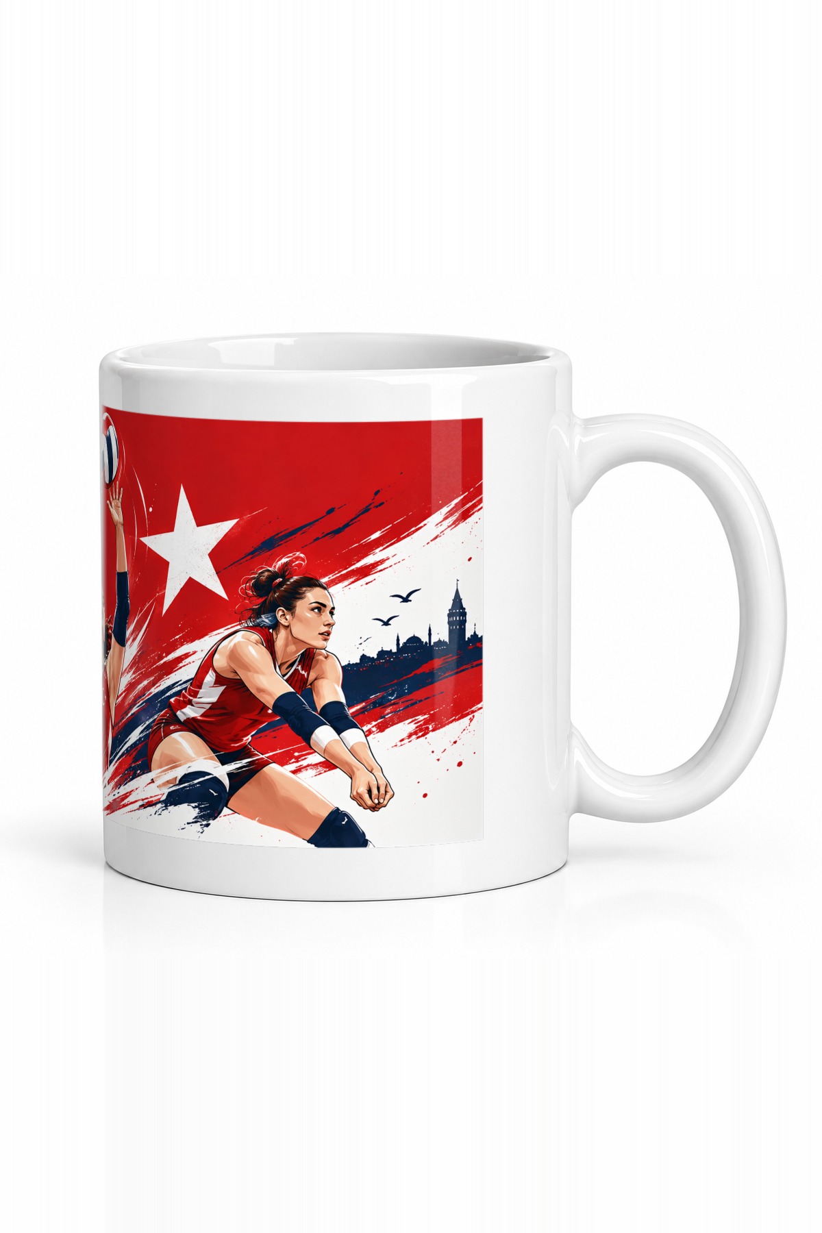 Seramik Kupa Türkiye Voleybol Baskılı 300 ml Hediyelik Kahve Çay Kupası Özel Tasarım Kahve Kupası