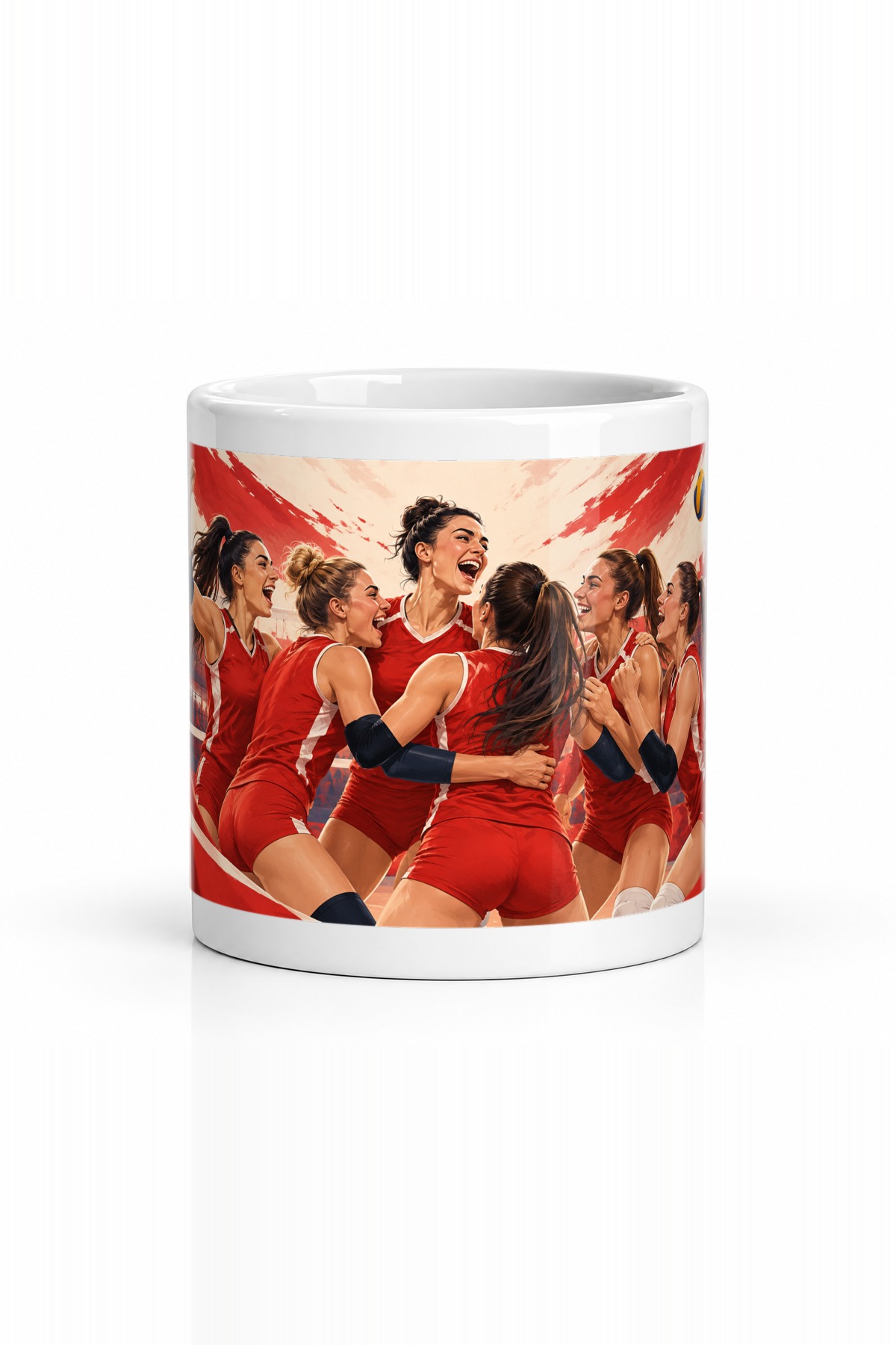 Seramik Kupa Voleybol Takımı Baskılı 300 ml Hediyelik Kahve Çay Kupası Ofis Ev Özel Tasarım