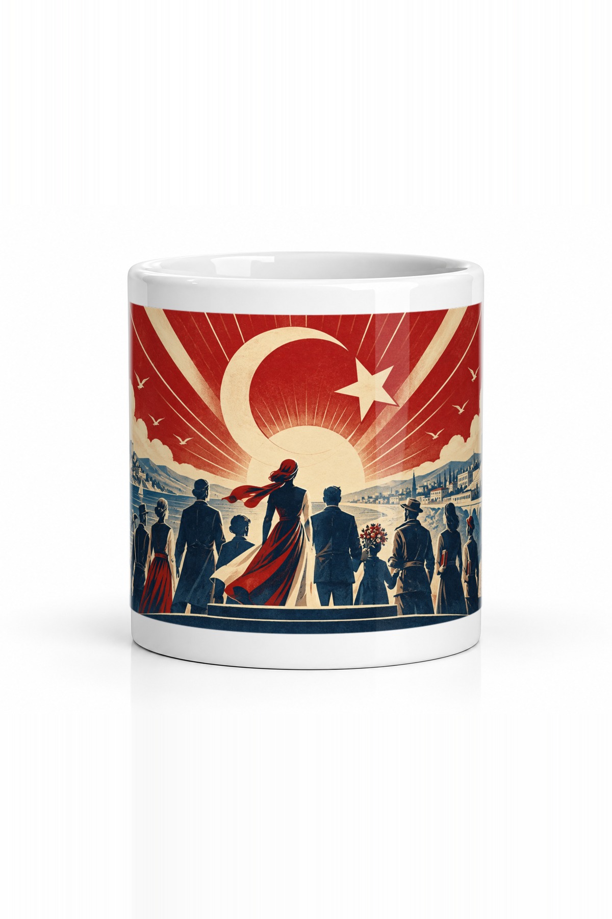 Seramik Kupa Cumhuriyet Baskılı 300 ml Hediyelik Milli Tasarım Kahve Çay Kupası Özel Tasarım