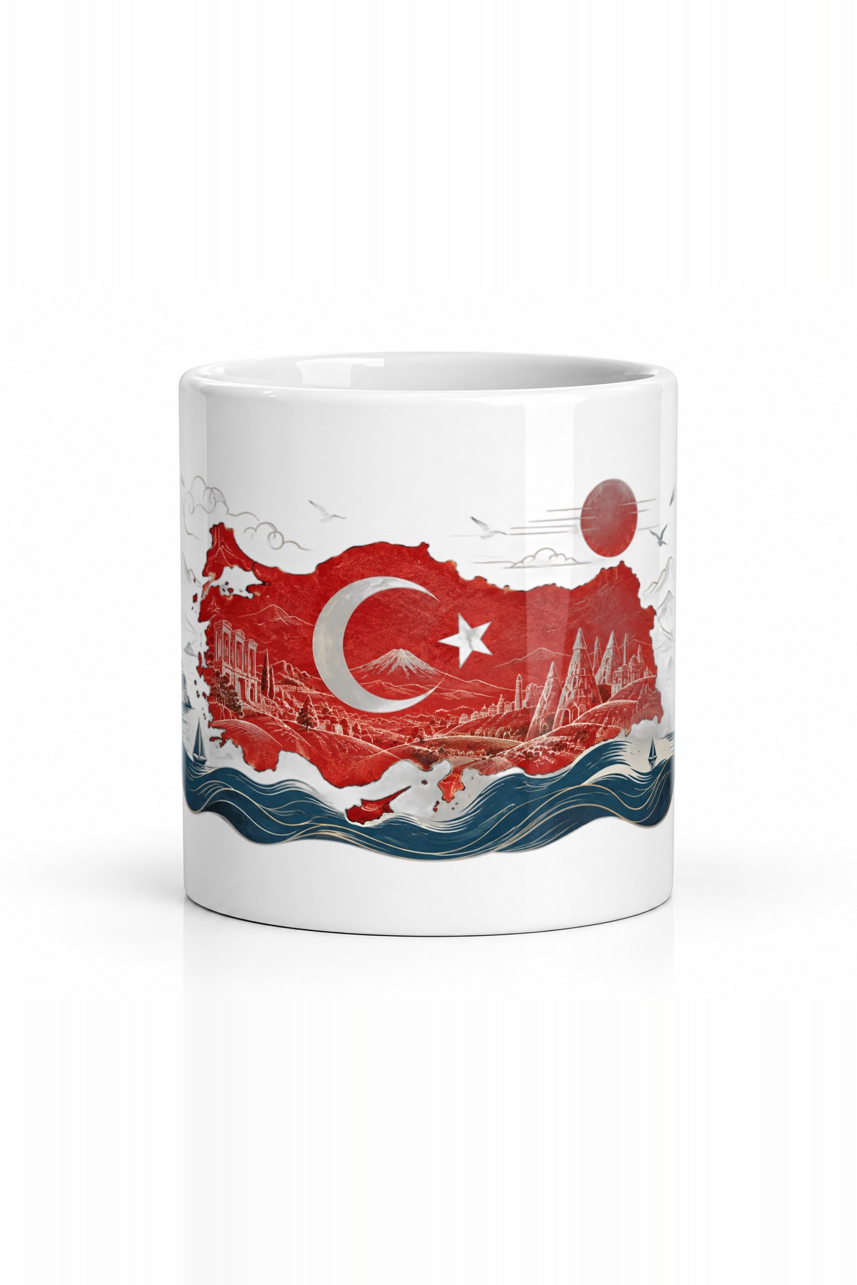 Seramik Kupa Türkiye Haritası Baskılı 300 ml Hediyelik Kahve Çay Kupası Ofis Ev Özel Tasarım