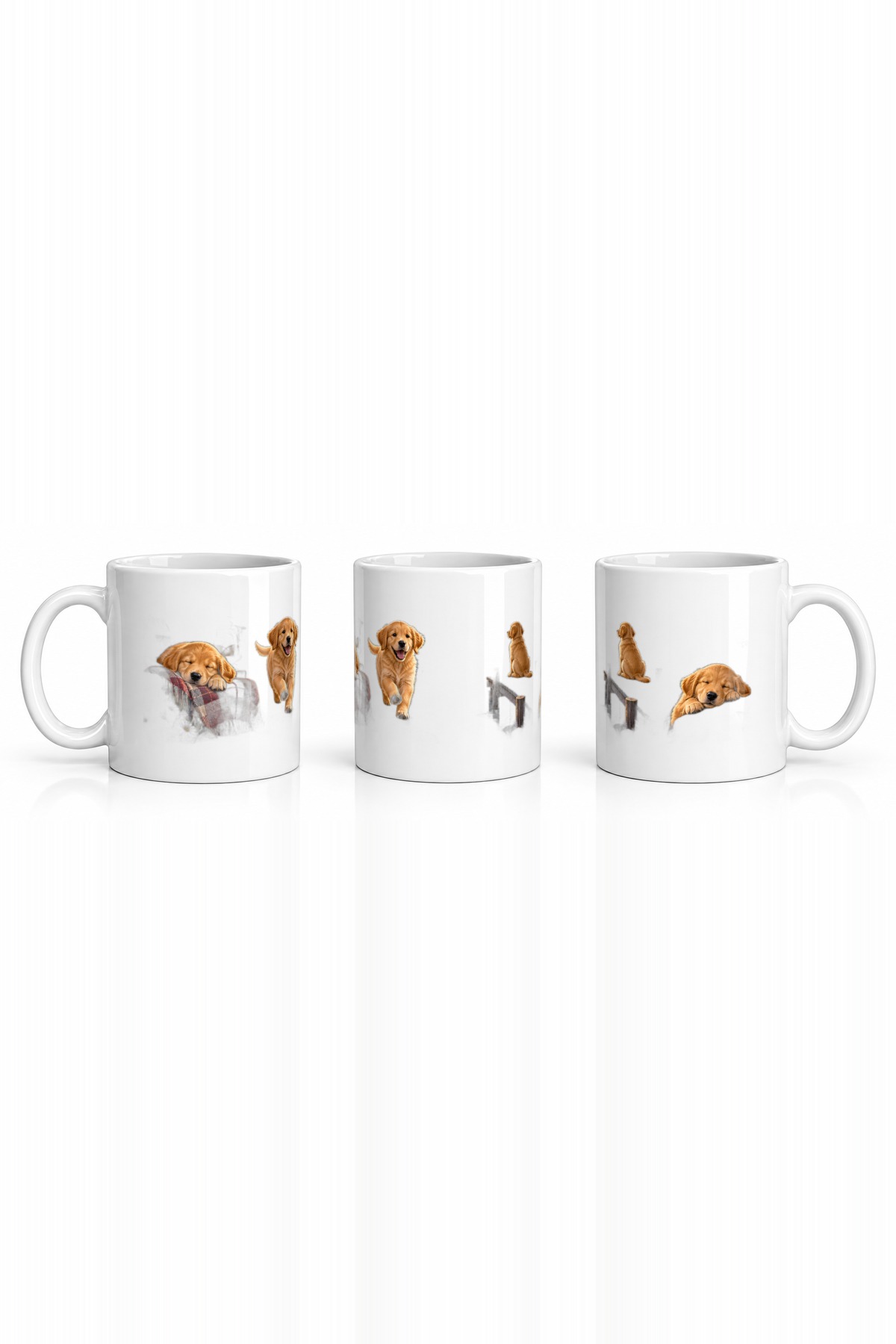 Seramik Kupa Golden Retriever Baskılı 300 ml Hediyelik Kahve Çay Kupası Ofis Ev Özel Tasarım