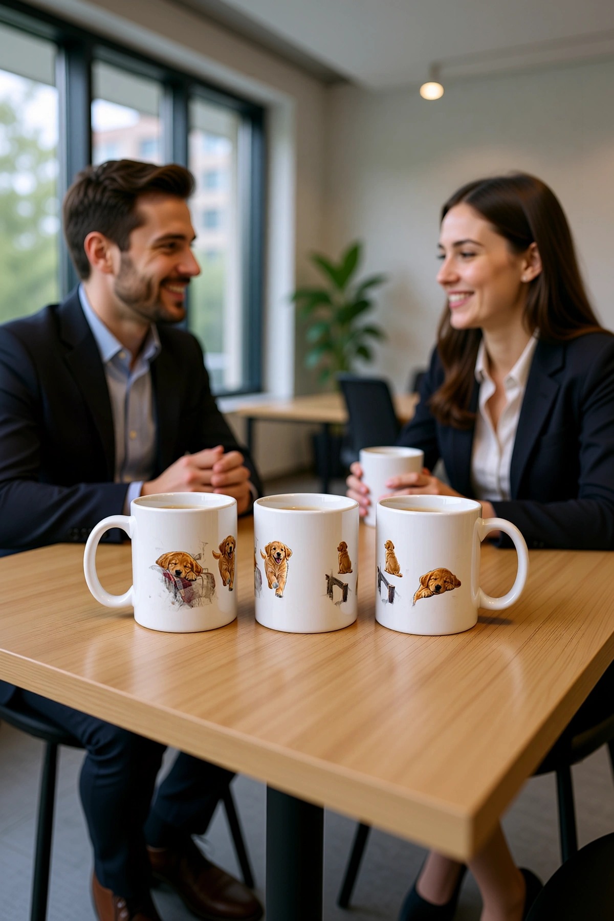 Seramik Kupa Golden Retriever Baskılı 300 ml Hediyelik Kahve Çay Kupası Ofis Ev Özel Tasarım