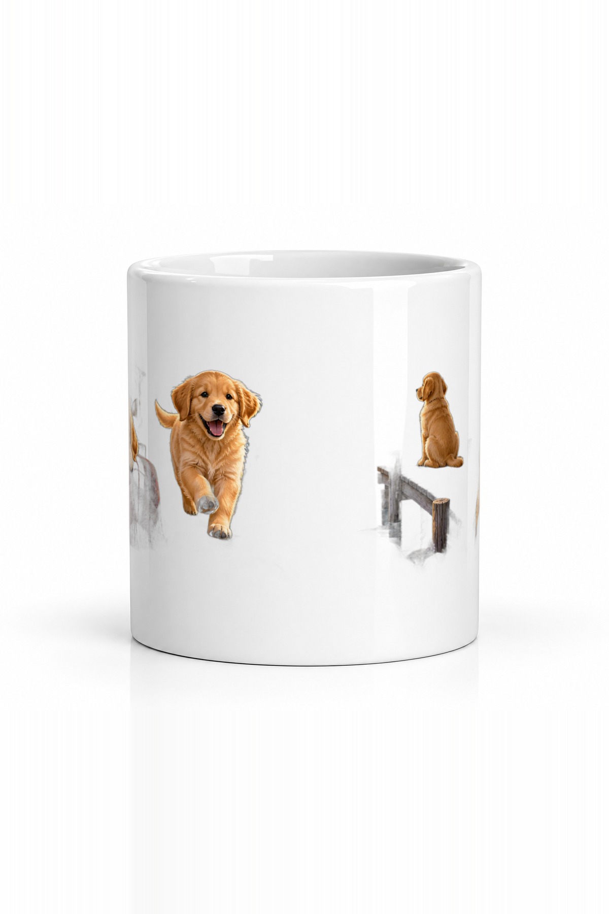 Seramik Kupa Golden Retriever Baskılı 300 ml Hediyelik Kahve Çay Kupası Ofis Ev Özel Tasarım