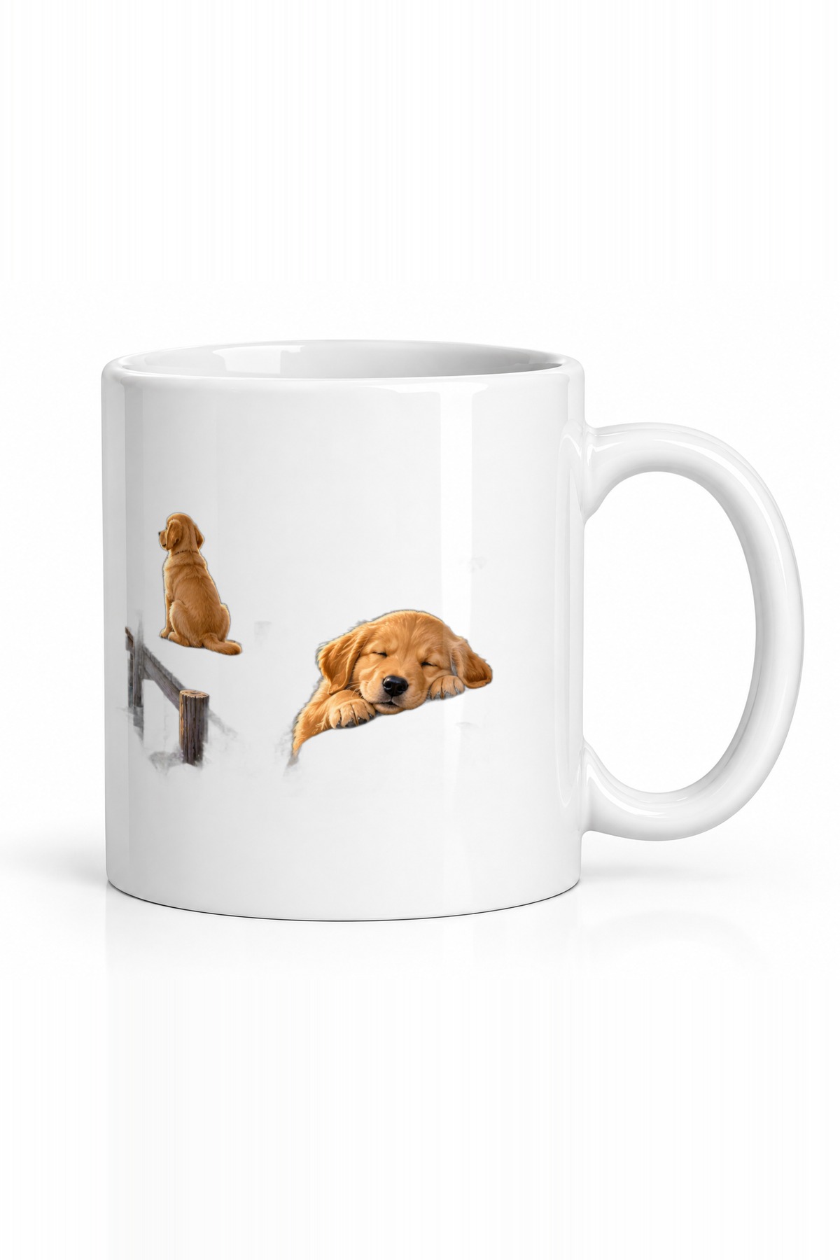 Seramik Kupa Golden Retriever Baskılı 300 ml Hediyelik Kahve Çay Kupası Ofis Ev Özel Tasarım