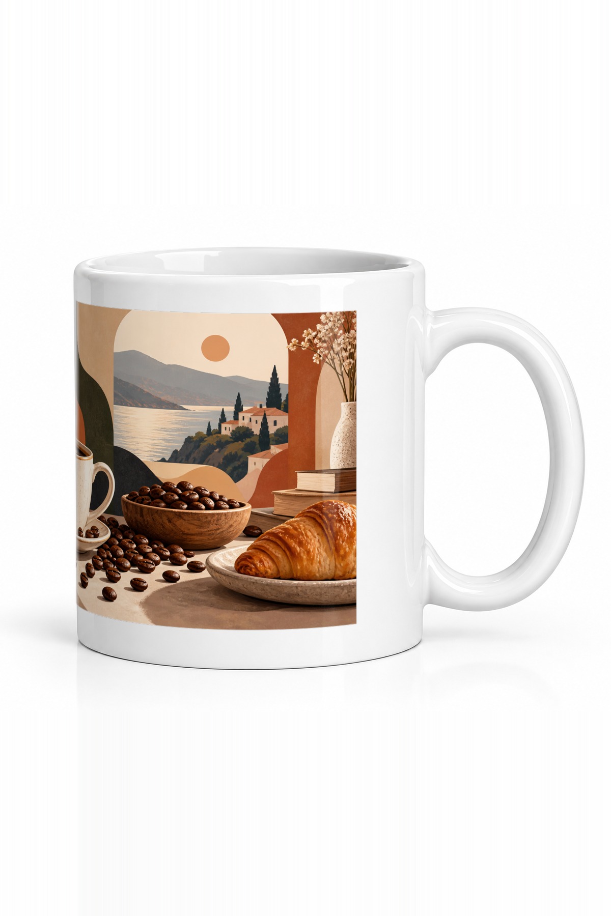 Seramik Kupa Kahve Sanat Temalı Baskılı 300 ml Hediyelik Ofis Çay Kupası Özel Tasarım Kahve Kupası