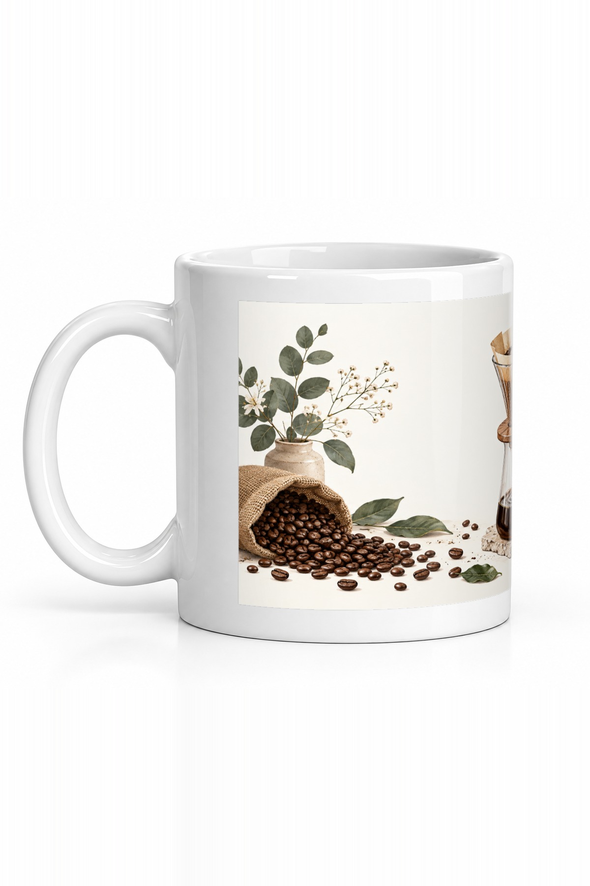 Seramik Kupa Filtre Kahve Baskılı 300 ml Hediyelik Çay Kupası Ofis Ev Kullanımı Özel Tasarım