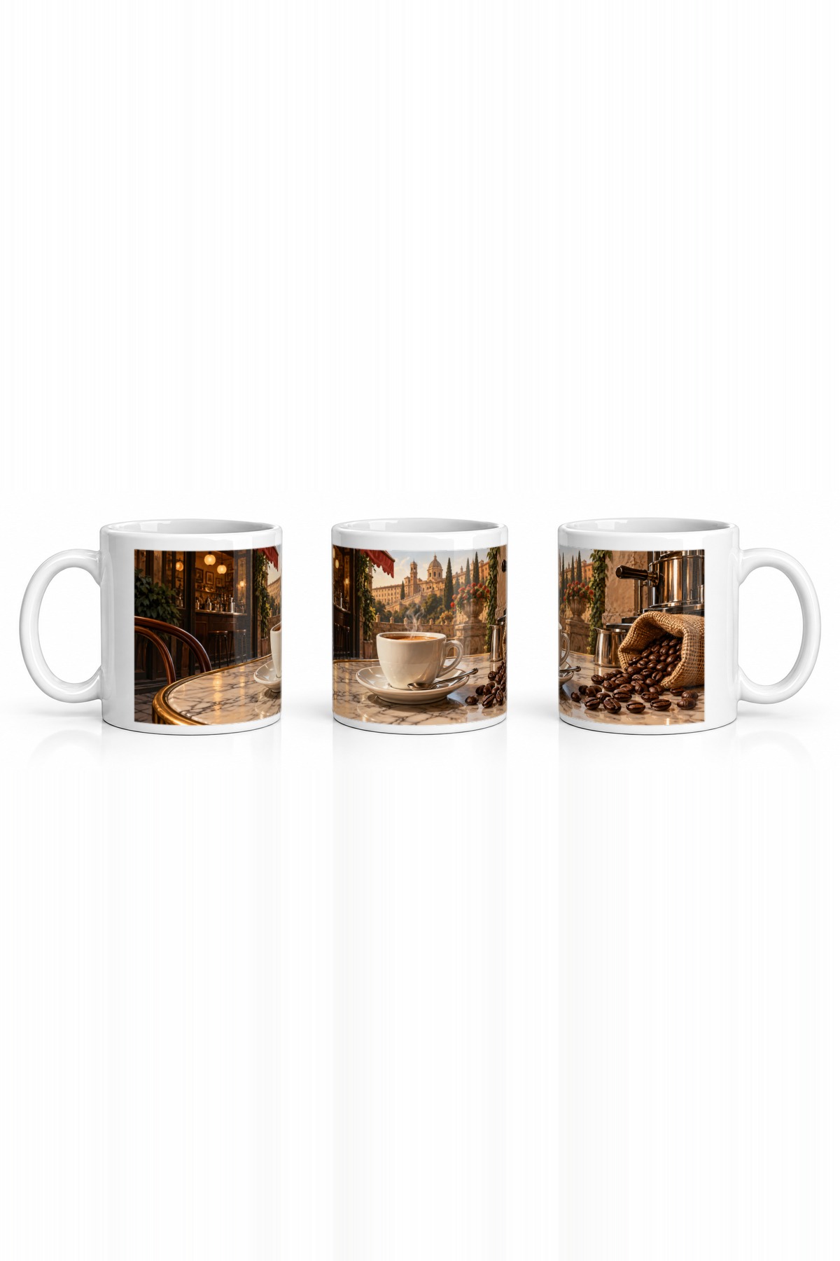 Seramik Kupa Espresso Temalı Baskılı 300 ml Kahve Çay Kupası Hediyelik Ofis Özel Tasarım Çay Bardağı