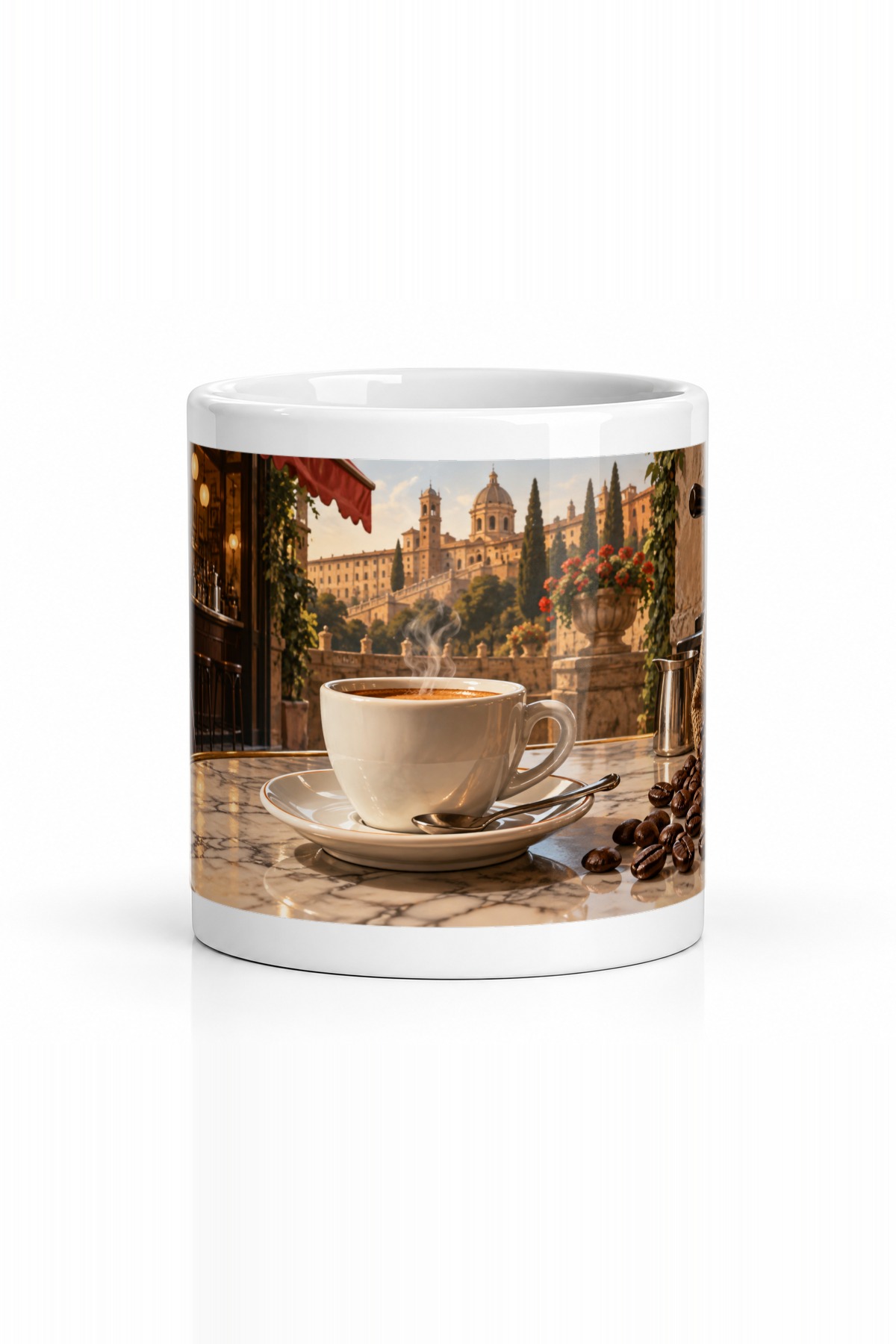 Seramik Kupa Espresso Temalı Baskılı 300 ml Kahve Çay Kupası Hediyelik Ofis Özel Tasarım Çay Bardağı