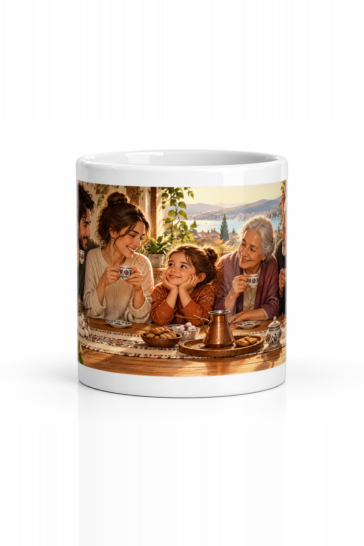 Seramik Kupa Aile Anıları Baskılı 300 ml Hediyelik Kahve Çay Kupası Ev Kullanımı Özel Tasarım