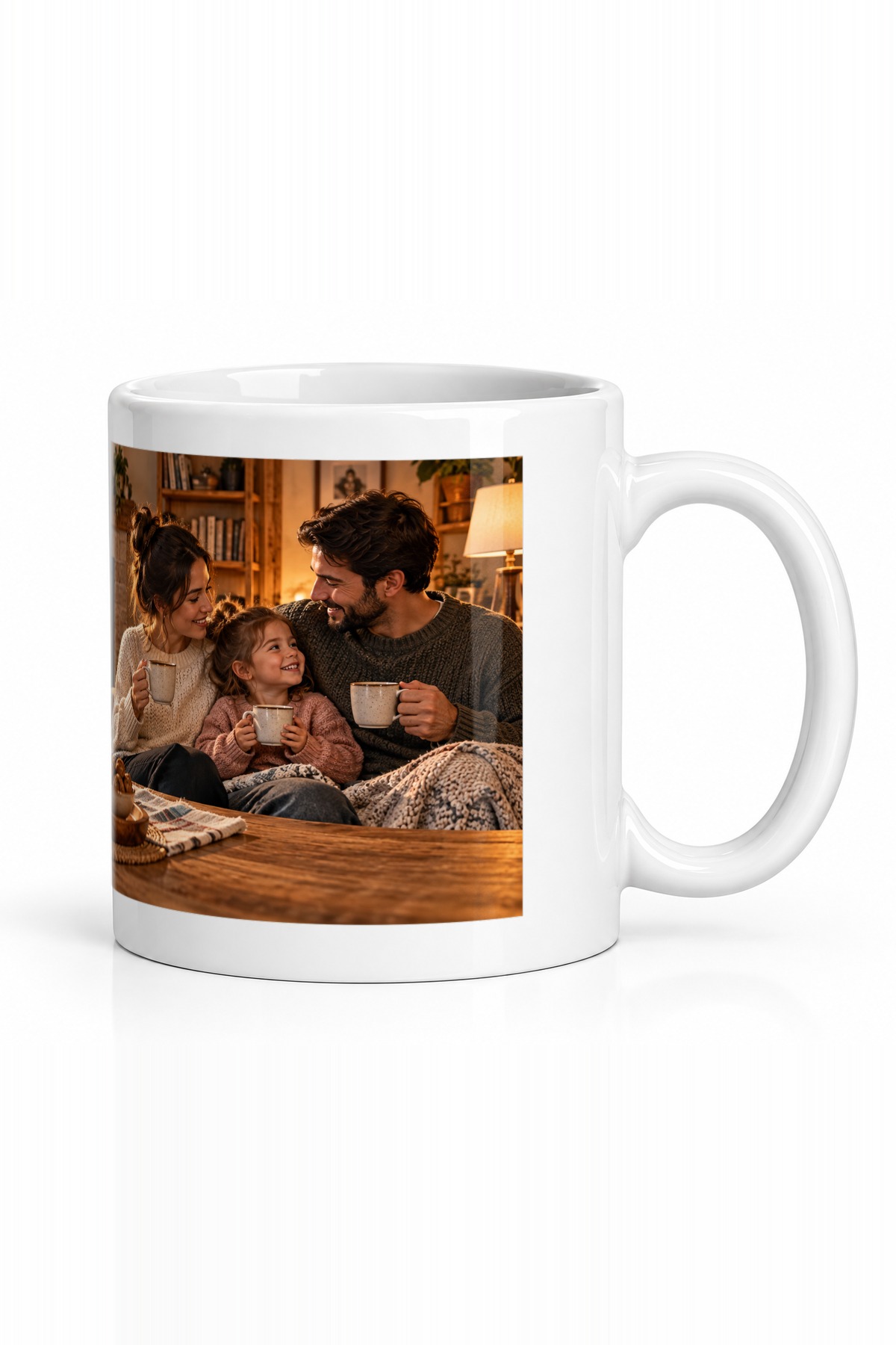 Seramik Kupa Aile Anları Temalı Baskılı 300 ml Hediyelik Kahve Çay Kupası Özel Tasarım Kahve Kupası