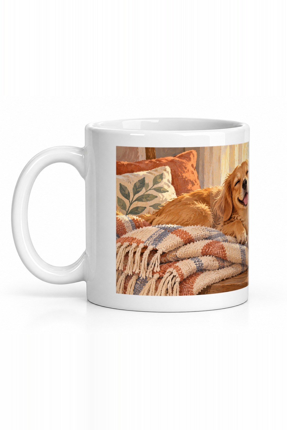 Seramik Kupa Golden Retriever Sabah Baskılı 300 ml Hediyelik Kahve Çay Kupası Özel Tasarım Ofis