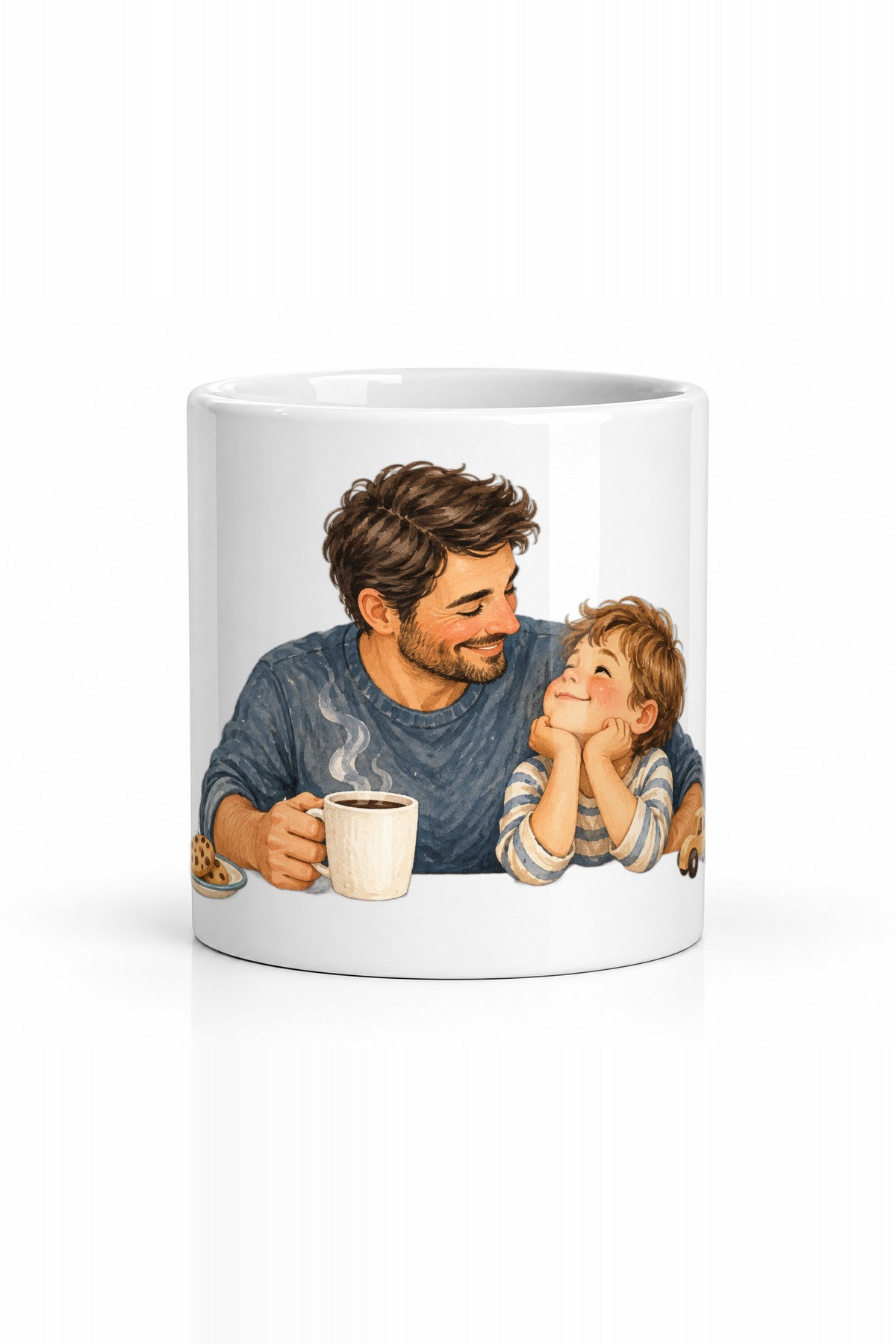 Seramik Kupa Baba ve Çocuk Temalı Baskılı 300 ml Hediyelik Kahve Çay Kupası Özel Tasarım Çay Bardağı