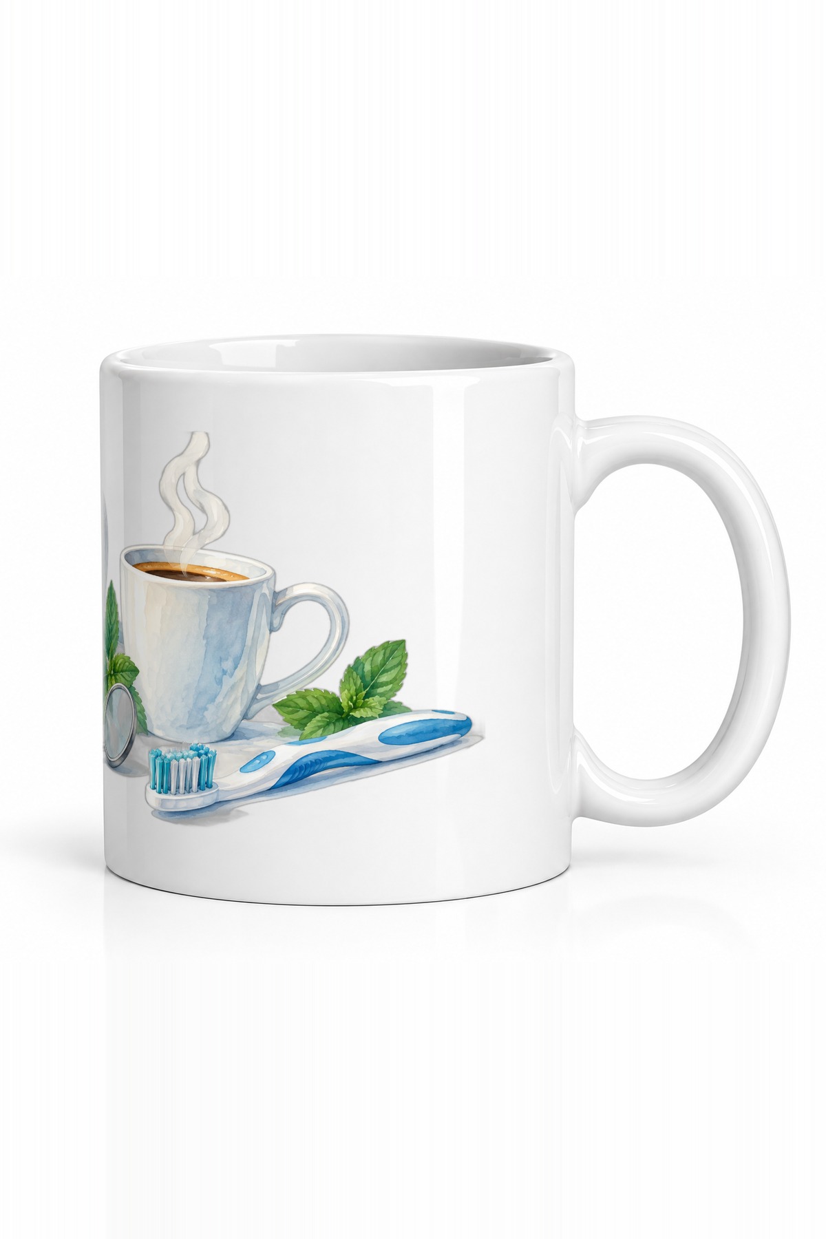 Seramik Kupa Diş Hekimi Temalı Baskılı 300 ml Kahve Çay Kupası Hediyelik Ofis Özel Tasarım
