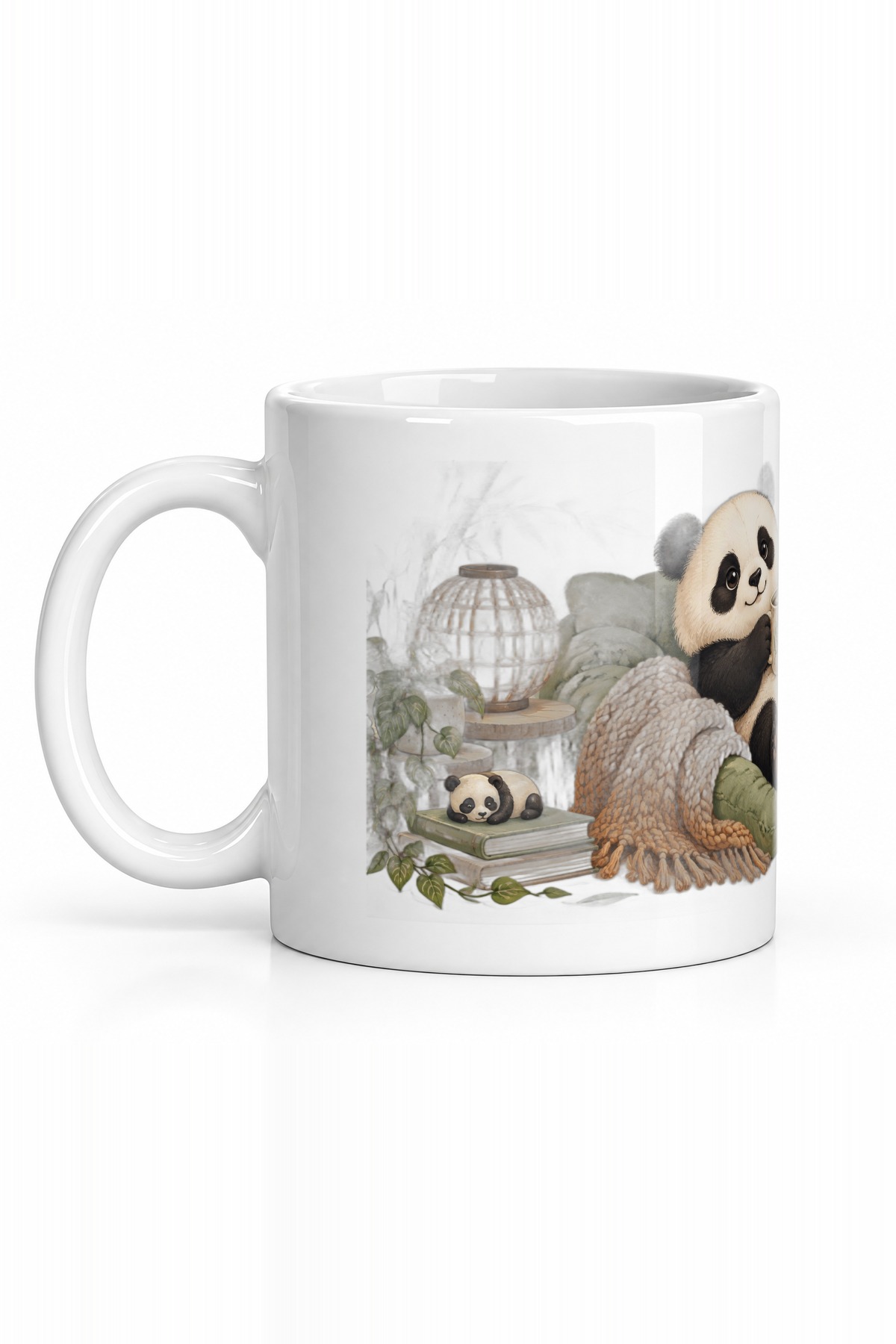 Seramik Kupa Panda Kahve Temalı Baskılı 300 ml Hediyelik Özel Tasarım Çay Kupası Özel Tasarım