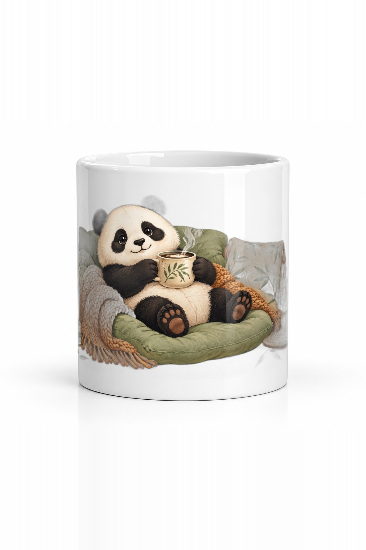 Seramik Kupa Panda Kahve Temalı Baskılı 300 ml Hediyelik Özel Tasarım Çay Kupası Özel Tasarım