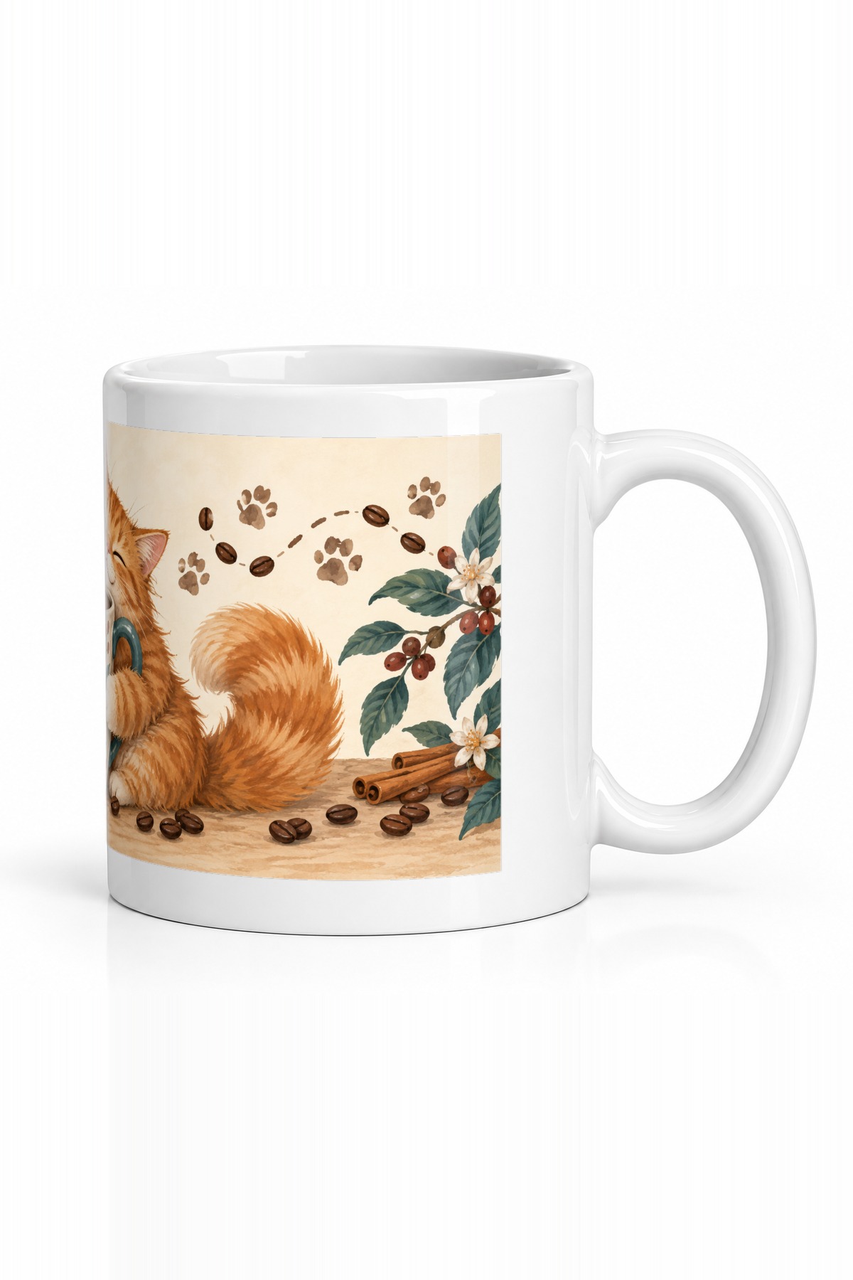 Seramik Kupa Kahve Sevgili Kedi Temalı Baskılı 300 ml Hediyelik Ofis Ev Kullanımı Özel Tasarım