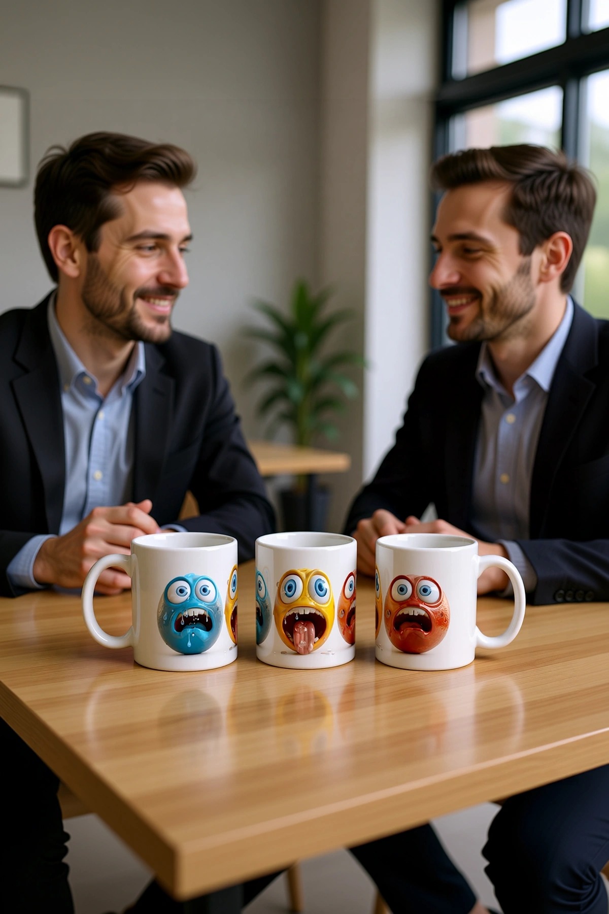 Seramik Kupa Komik Canavar Yüzleri Baskılı 300 ml Hediyelik Kahve Çay Kupası Özel Tasarım Ofis