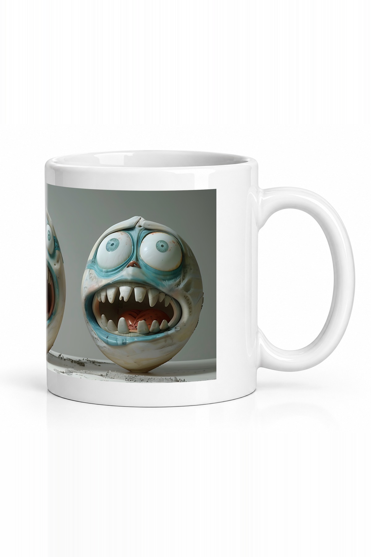 Seramik Kupa Korkunç Canavar Dişli Gülüş Baskılı 300 ml Hediyelik Mizah Kupası Özel Tasarım Ofis
