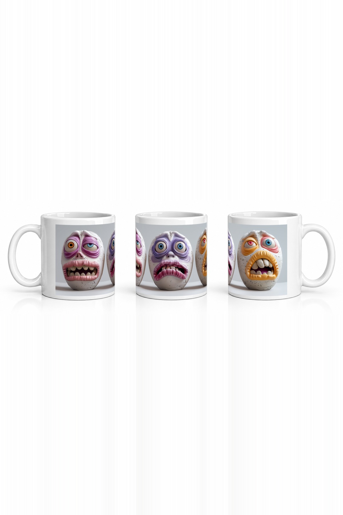 Seramik Kupa Fantezi Canavar Kafaları Baskılı 300 ml Hediyelik Özel Tasarım Özel Tasarım Çay Bardağı