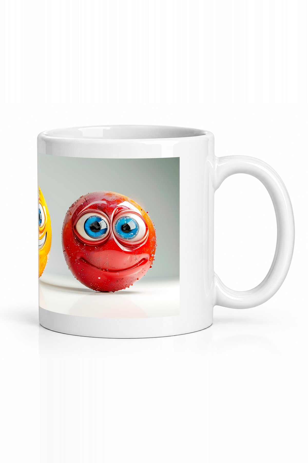 Seramik Kupa Neşeli Smiley Karakterler Baskılı 300 ml Hediyelik Kahve Çay Kupası Özel Tasarım