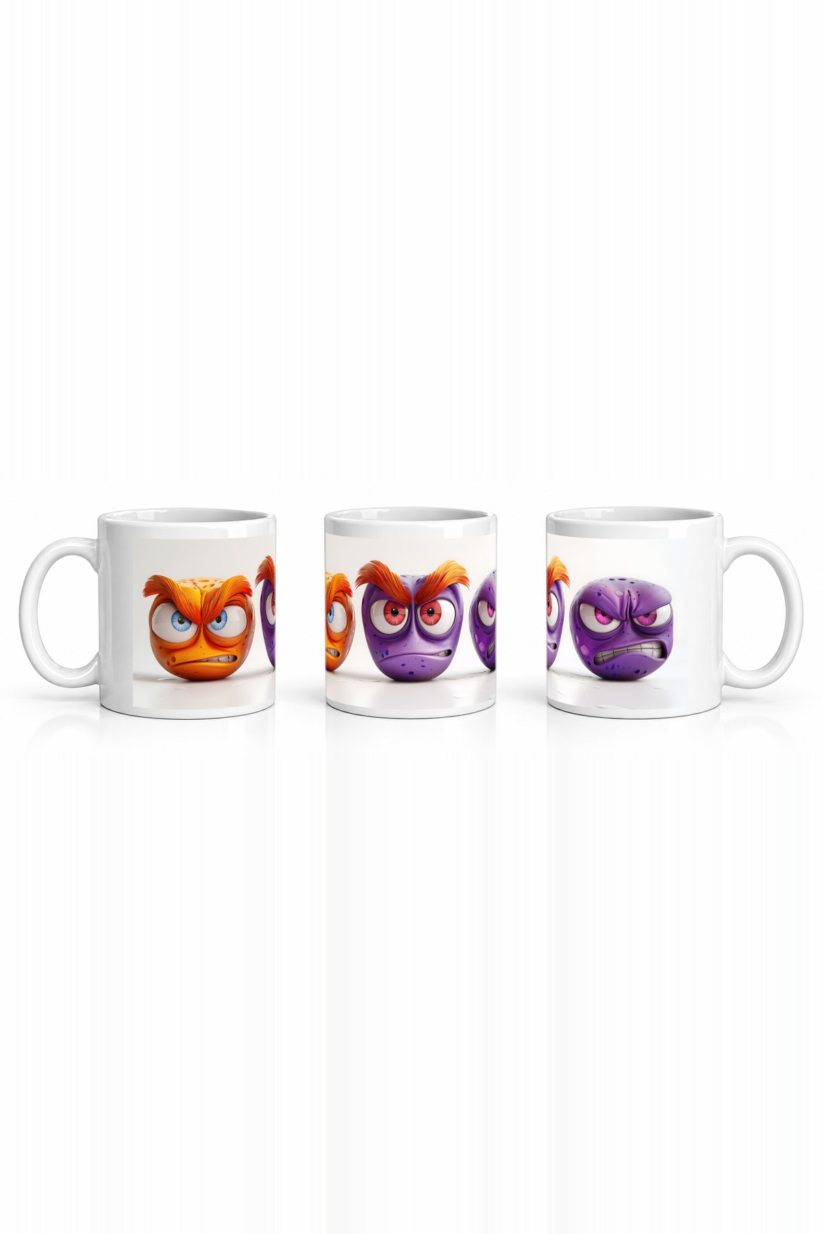 Seramik Kupa Öfkeli Emoji Saçlar Baskılı 300 ml Hediyelik Kahve Çay Kupası Özel Tasarım Kahve Kupası