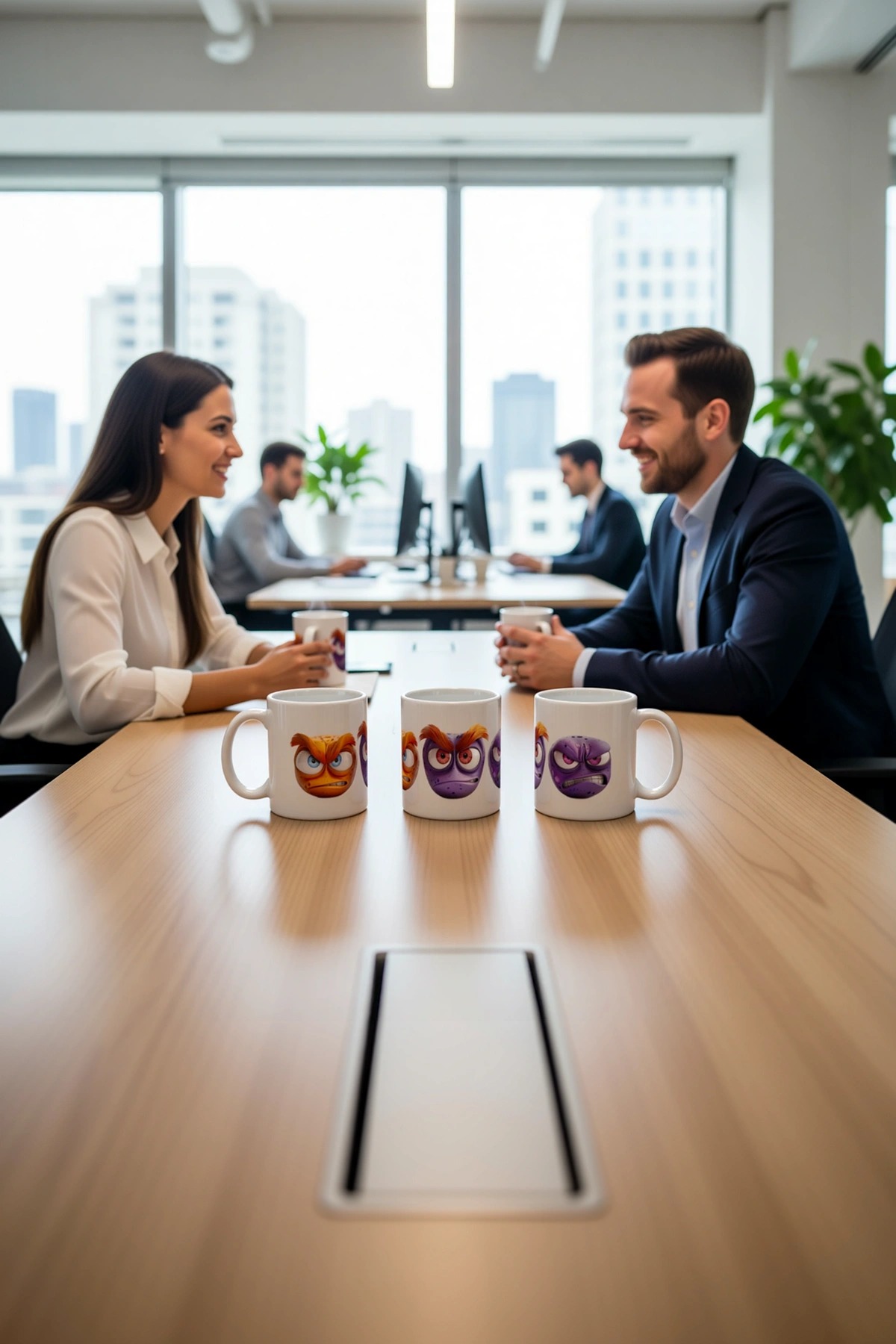 Seramik Kupa Öfkeli Emoji Saçlar Baskılı 300 ml Hediyelik Kahve Çay Kupası Özel Tasarım Kahve Kupası