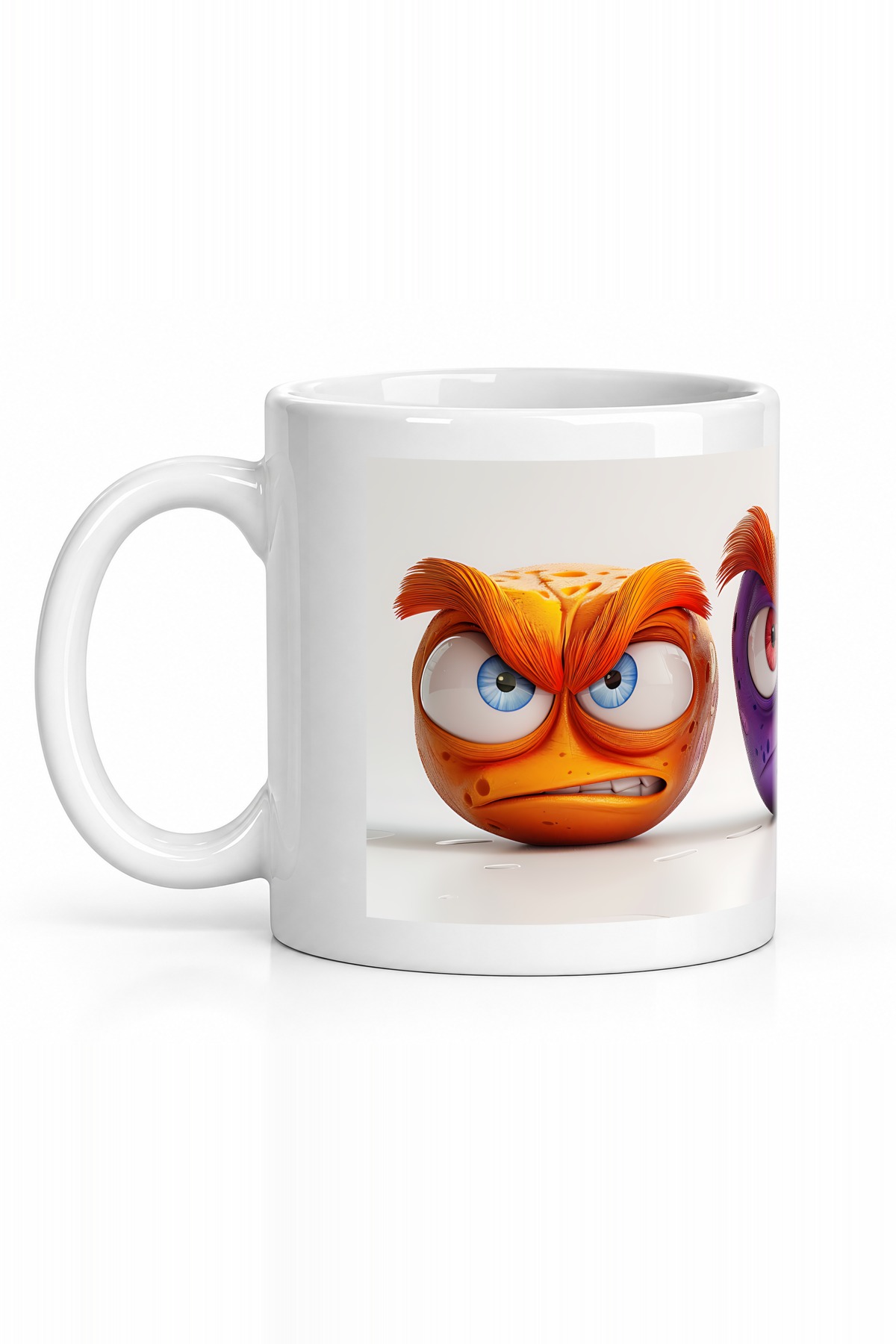 Seramik Kupa Öfkeli Emoji Saçlar Baskılı 300 ml Hediyelik Kahve Çay Kupası Özel Tasarım Kahve Kupası