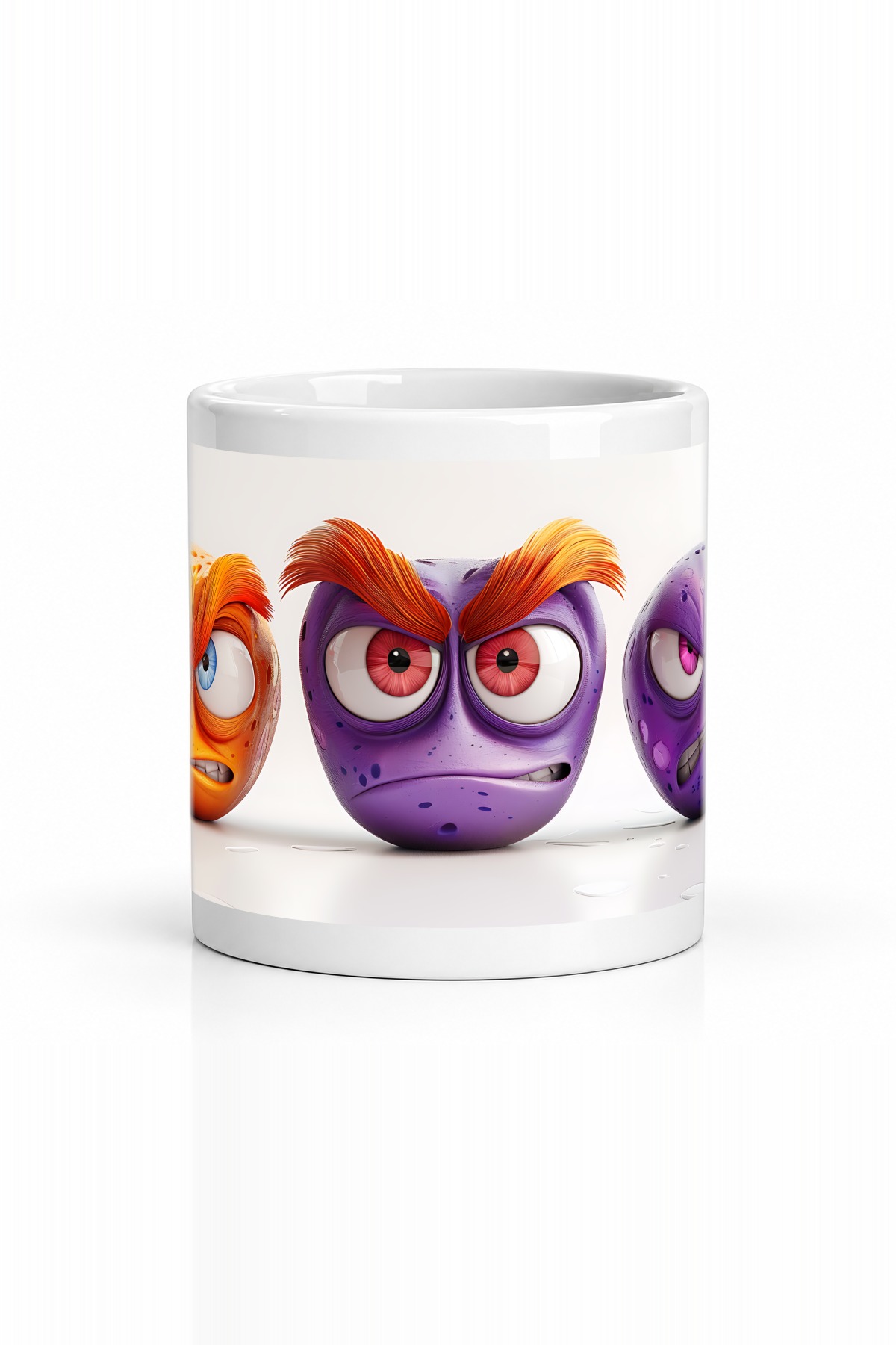 Seramik Kupa Öfkeli Emoji Saçlar Baskılı 300 ml Hediyelik Kahve Çay Kupası Özel Tasarım Kahve Kupası
