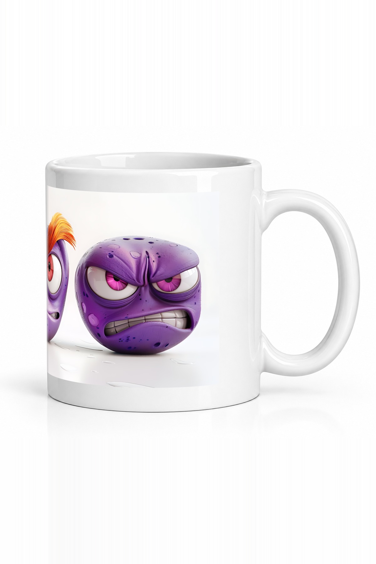 Seramik Kupa Öfkeli Emoji Saçlar Baskılı 300 ml Hediyelik Kahve Çay Kupası Özel Tasarım Kahve Kupası