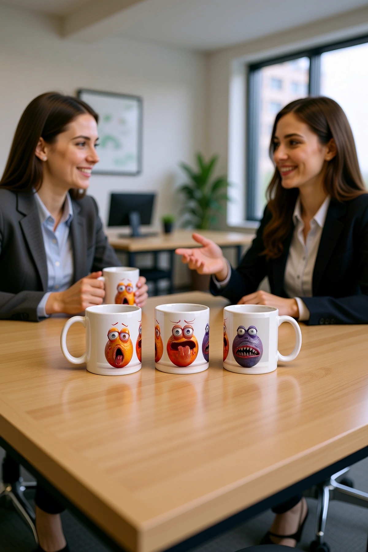 Seramik Kupa Komik Yüz İfadeleri Baskılı 300 ml Hediyelik Kahve Çay Kupası Özel Tasarım Kahve Kupası