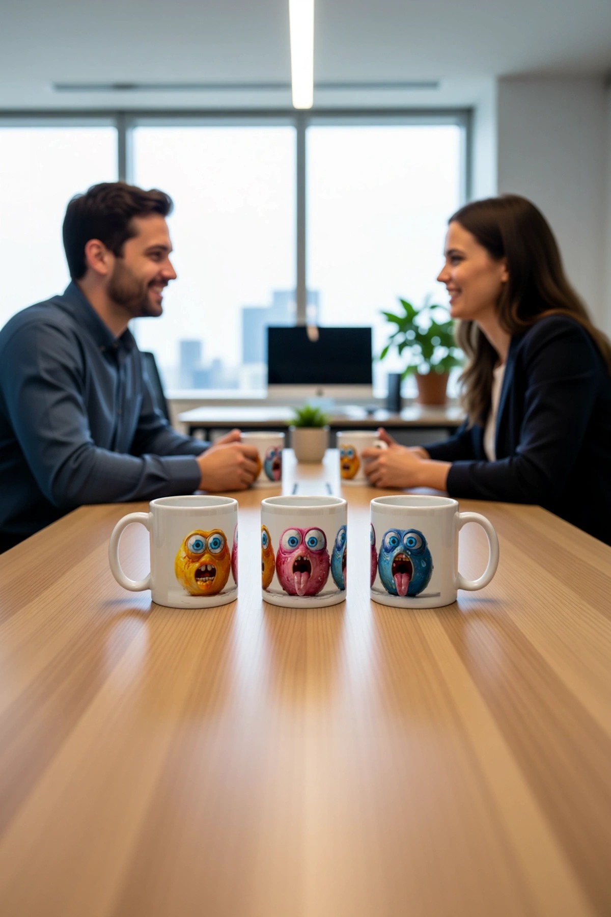 Seramik Kupa Dişli Komik Karakterler Baskılı 300 ml Hediyelik Ofis Kahve Çay Kupası Özel Tasarım